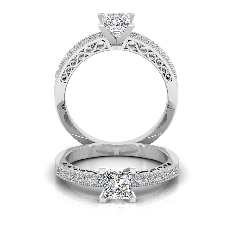 Princess Cut Cathedral Moissanite Engagement Ring、mySite、hinf8tx79