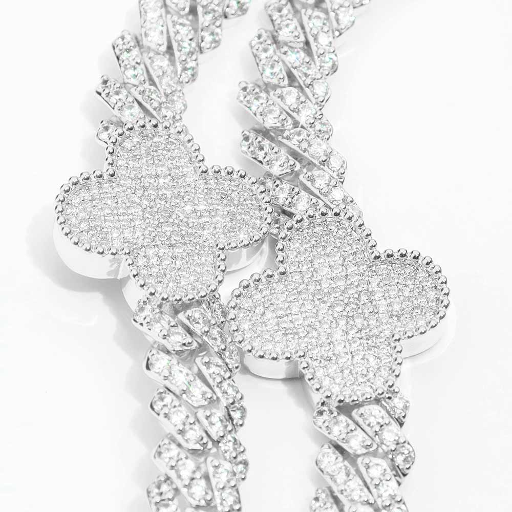 8MM Four Leaf Moissanite Cuban Link Chain 14K Gold、mySite、hinf8tx79