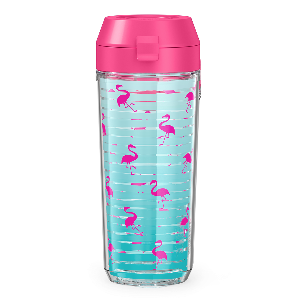 18oz DOUBLE WALL WATER BOTTLE SUMMER FLAMINGOS、mySite、noshort
