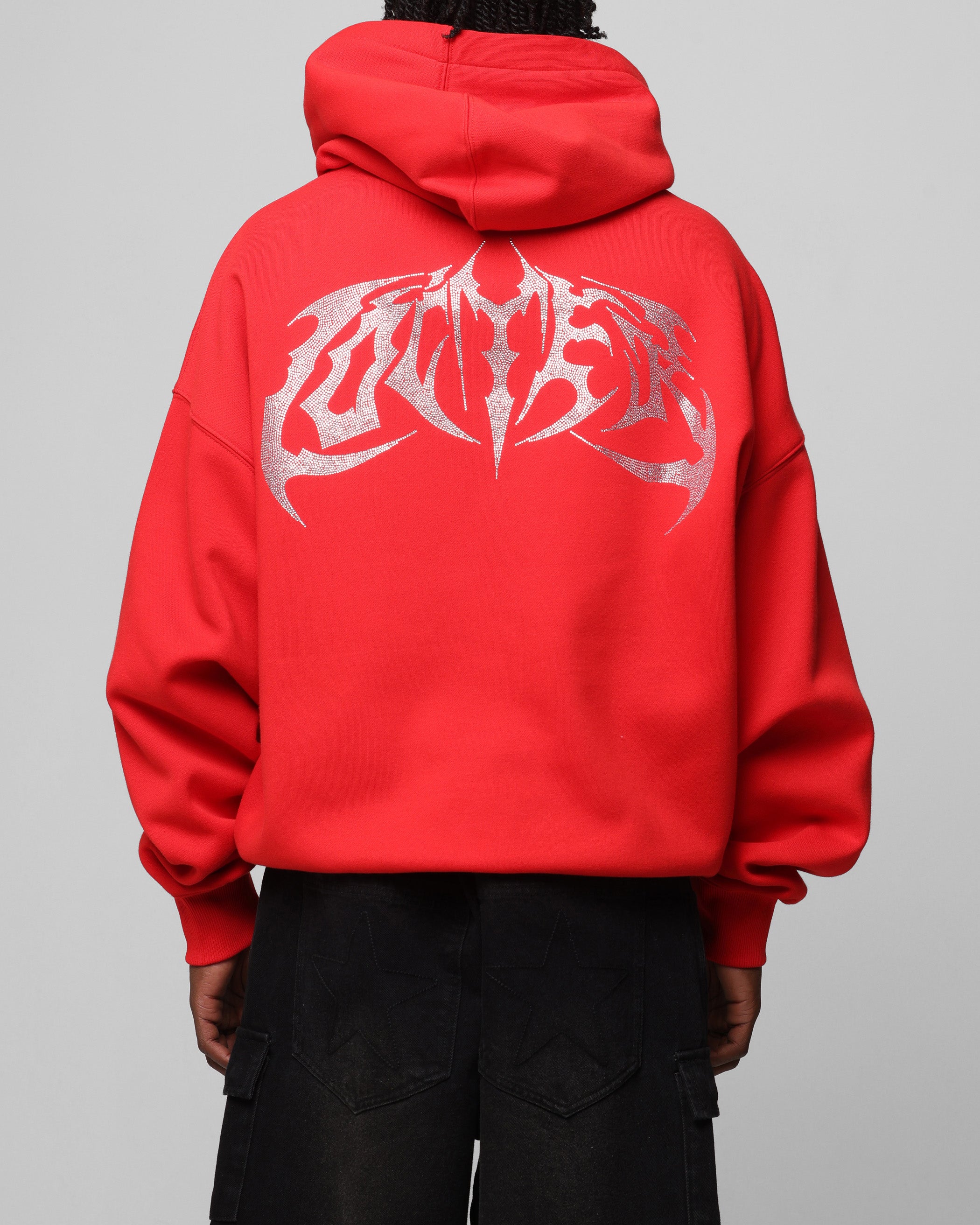 Loiter Metal Rhinestone Hoodie Red、mySite、zt4zffjzw