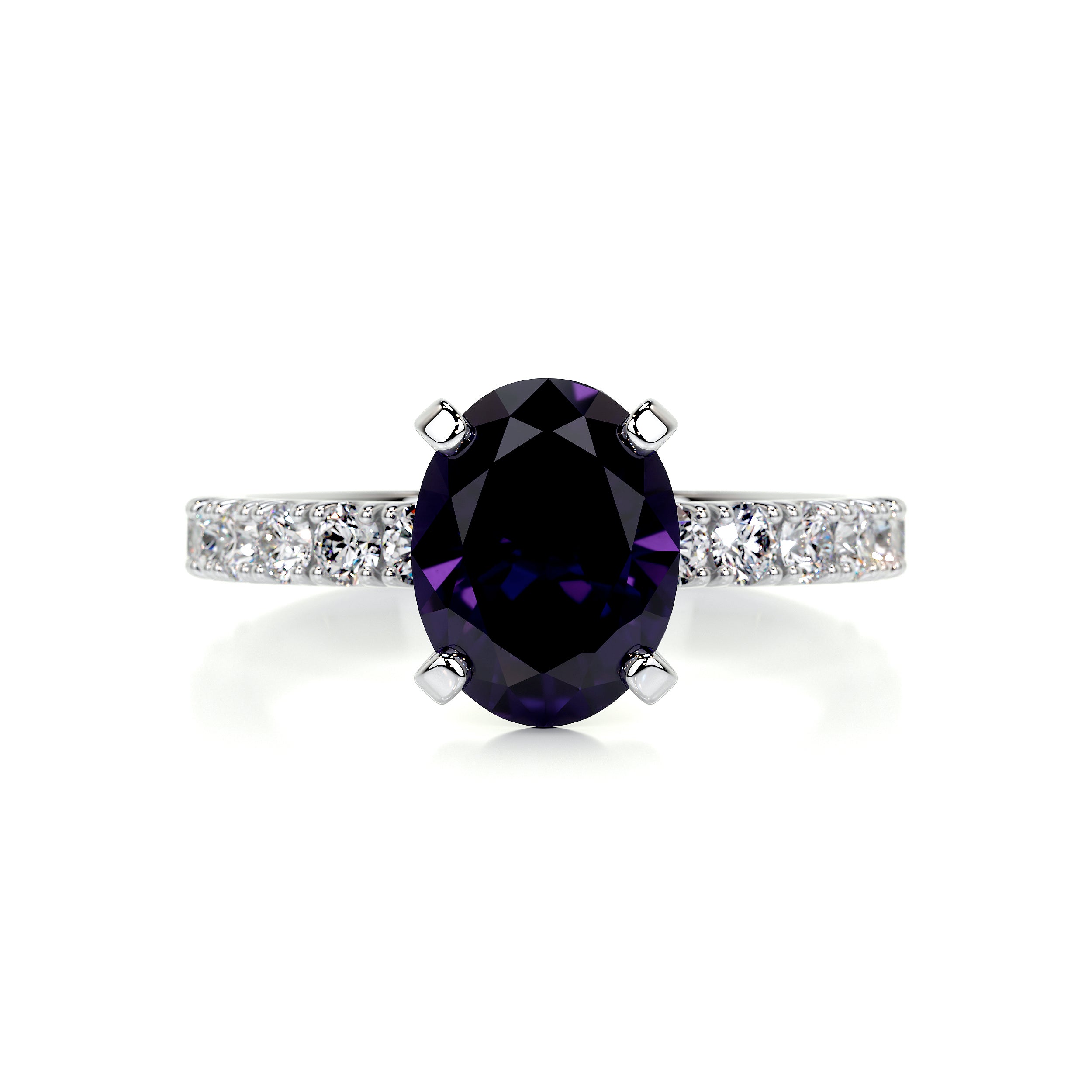 Alison Gemstone & Diamonds Ring (3 Carat) -18K White Gold、mySite、hinf8tx79