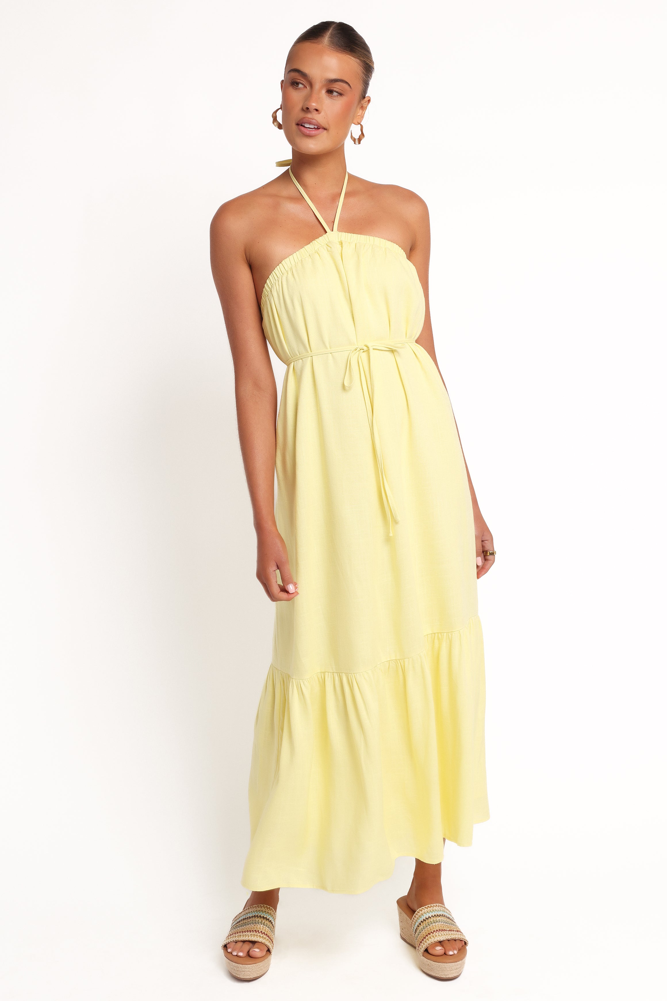  View Halterneck Maxi Dress - Lemon、mySite、sugarbowlscore