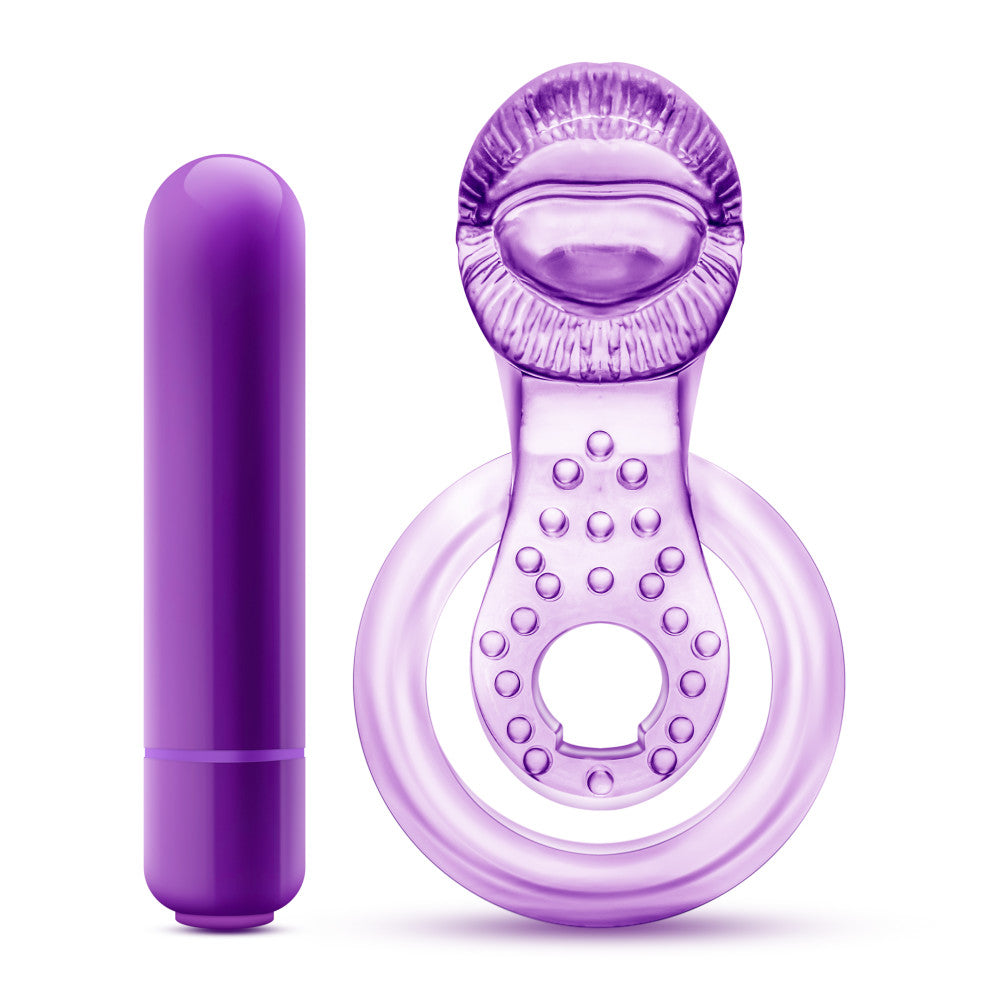 Play With Me By Blush® | Lick It: Purple Vibrating Double Strap Penis Ring、mySite、bottomscart