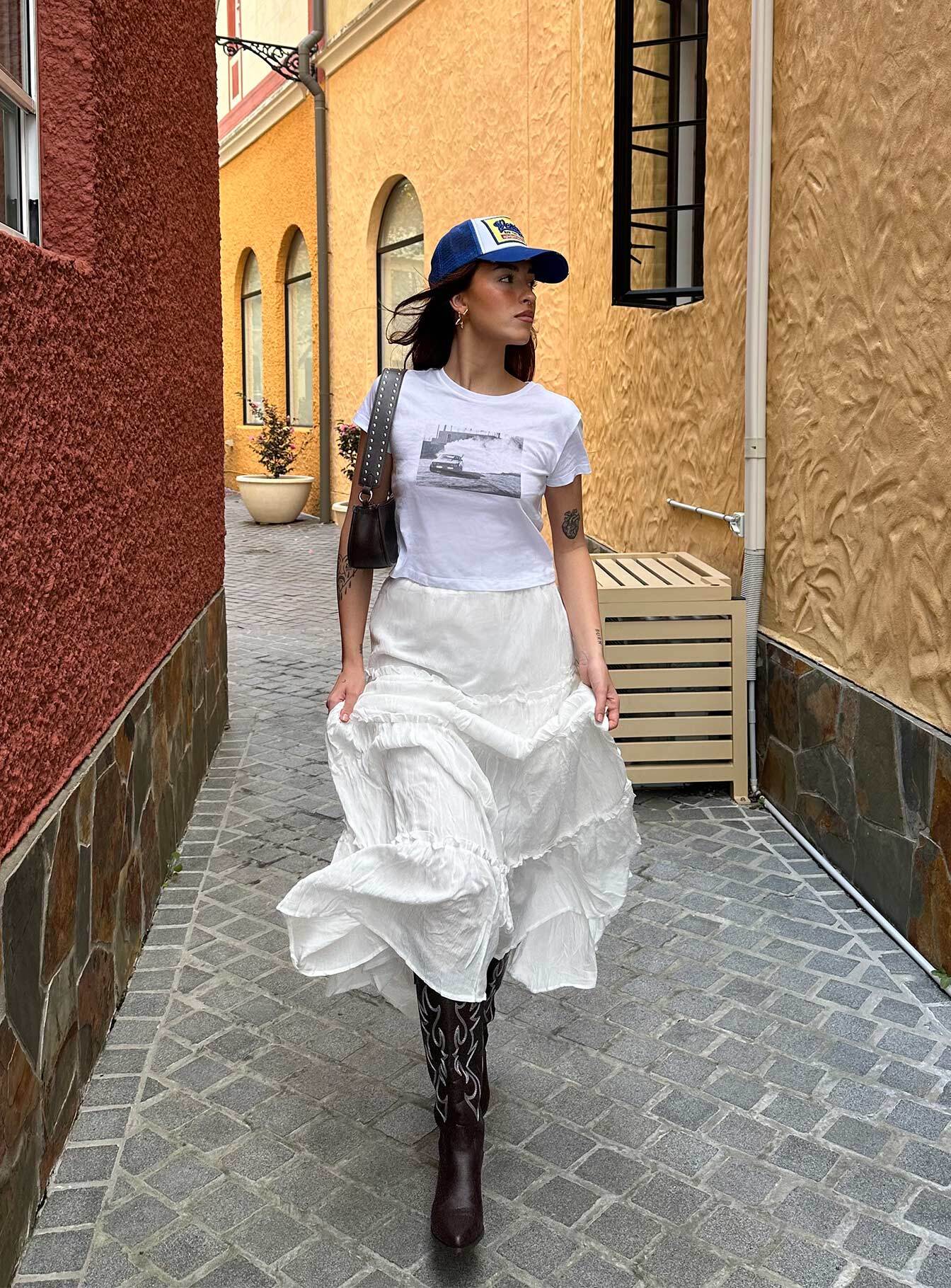 Miriah Maxi Skirt White Low Impact、mySite、solidvoid