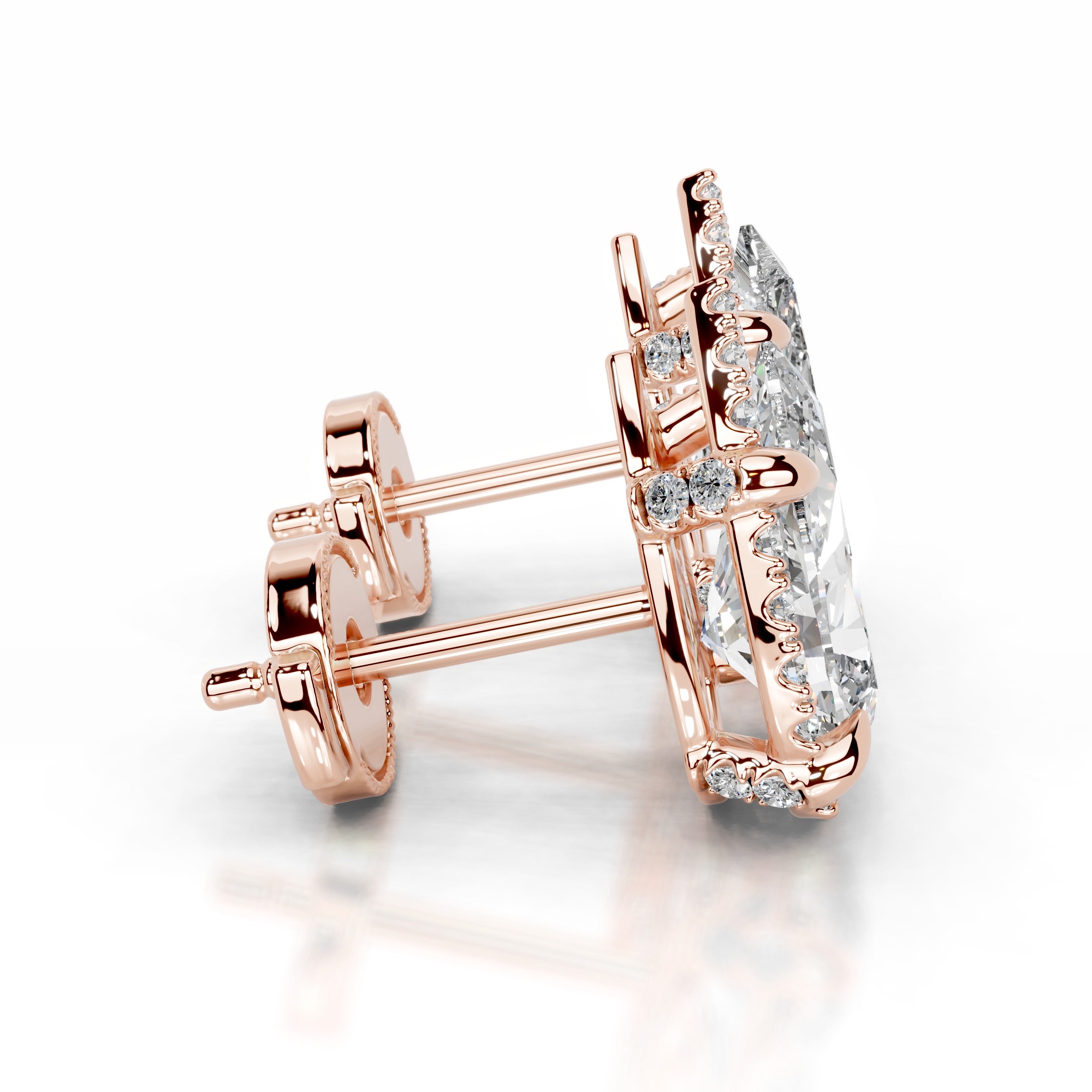 Ophelia Lab Grown Diamond Halo Earrings - 14K Rose Gold、mySite、hinf8tx79