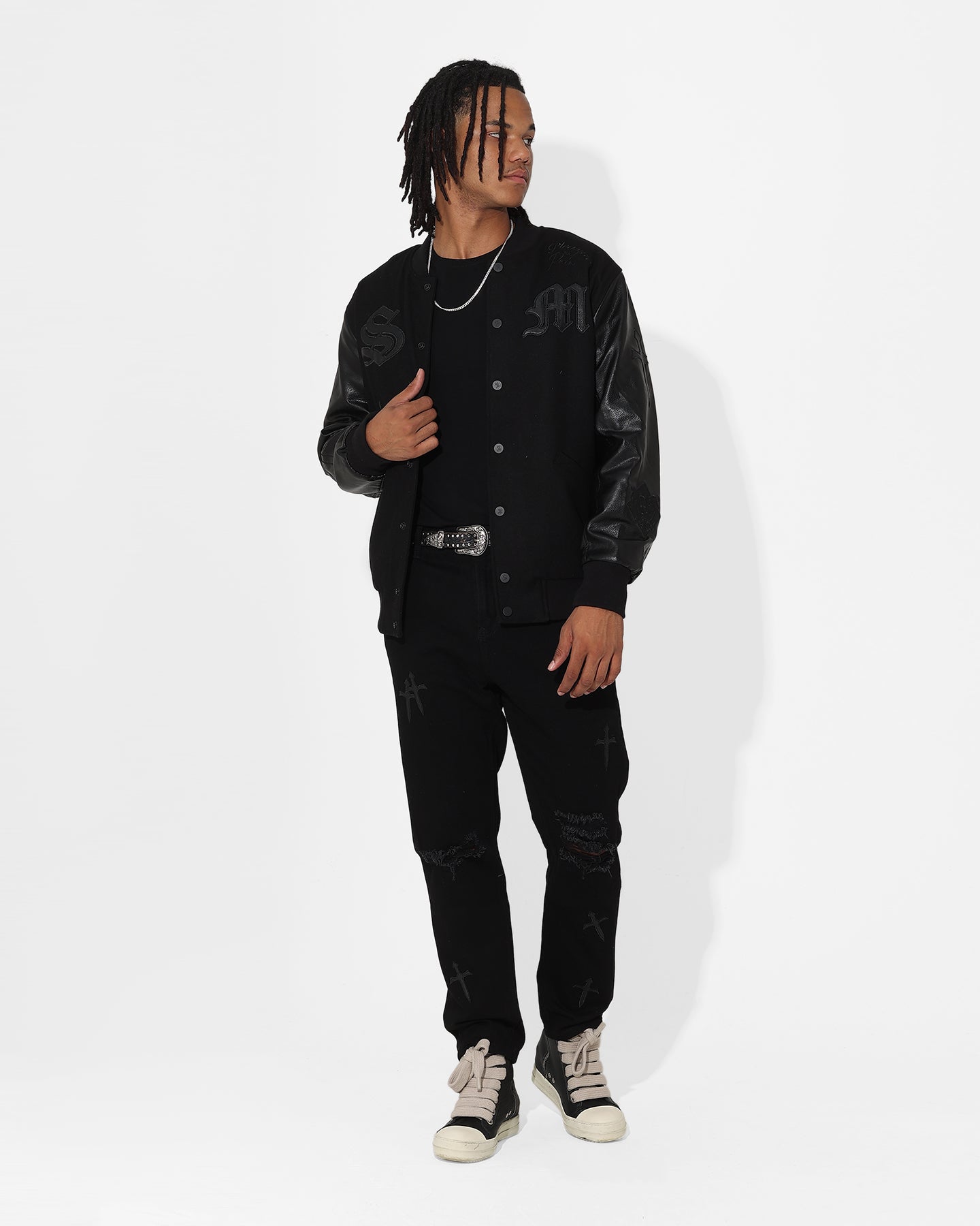 Saint Morta Graveyard Varsity Jacket Black/Black、mySite、zt4zffjzw