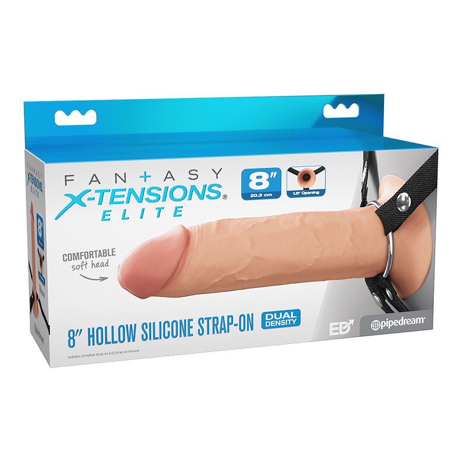 8 Inch Ultra Realistic Dual Density Silicone Hollow Strap On for Men、mySite、bottomscart