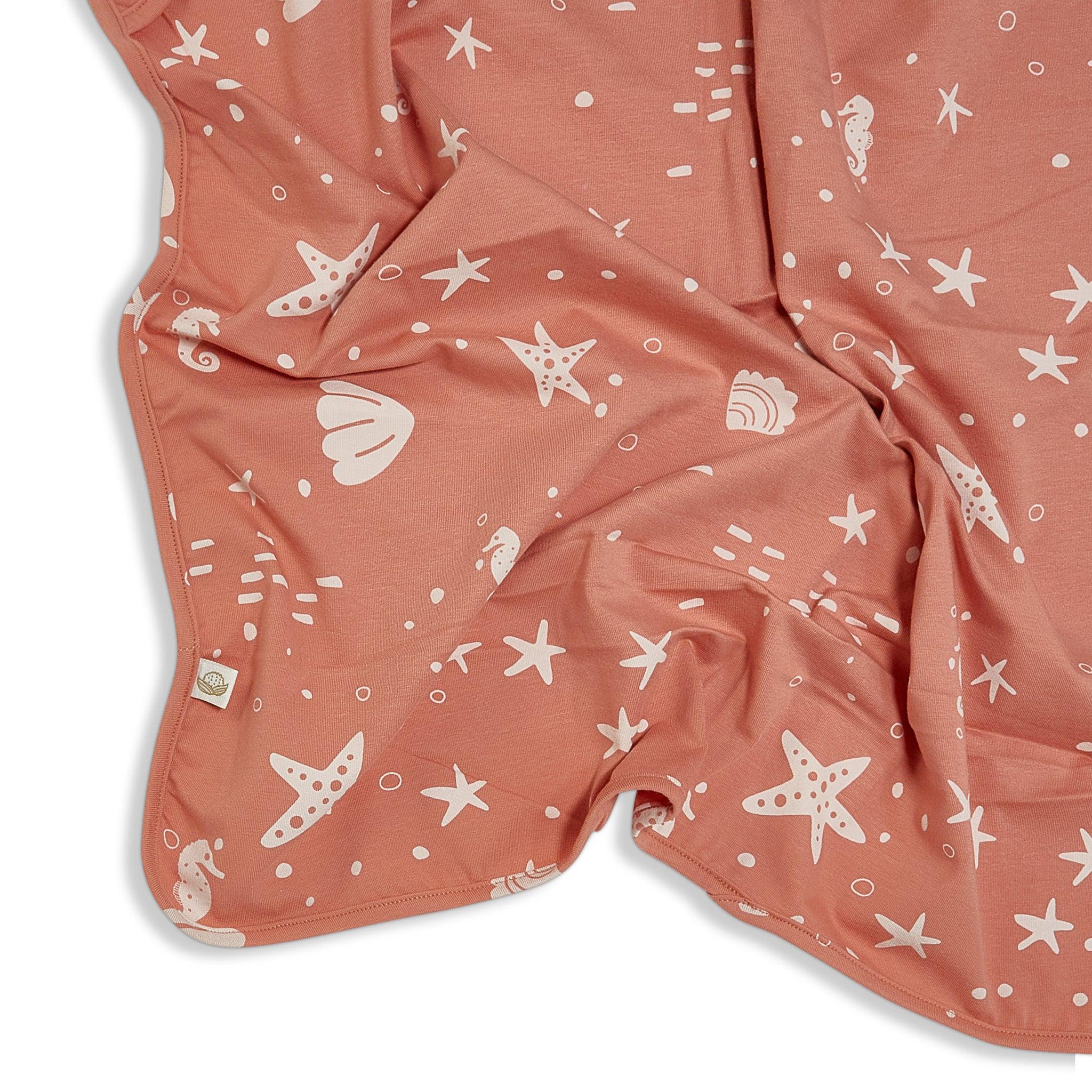 RETIRED - Organic Print Receiving Blanket - Coral Rose Seashells、mySite、g9winljtr