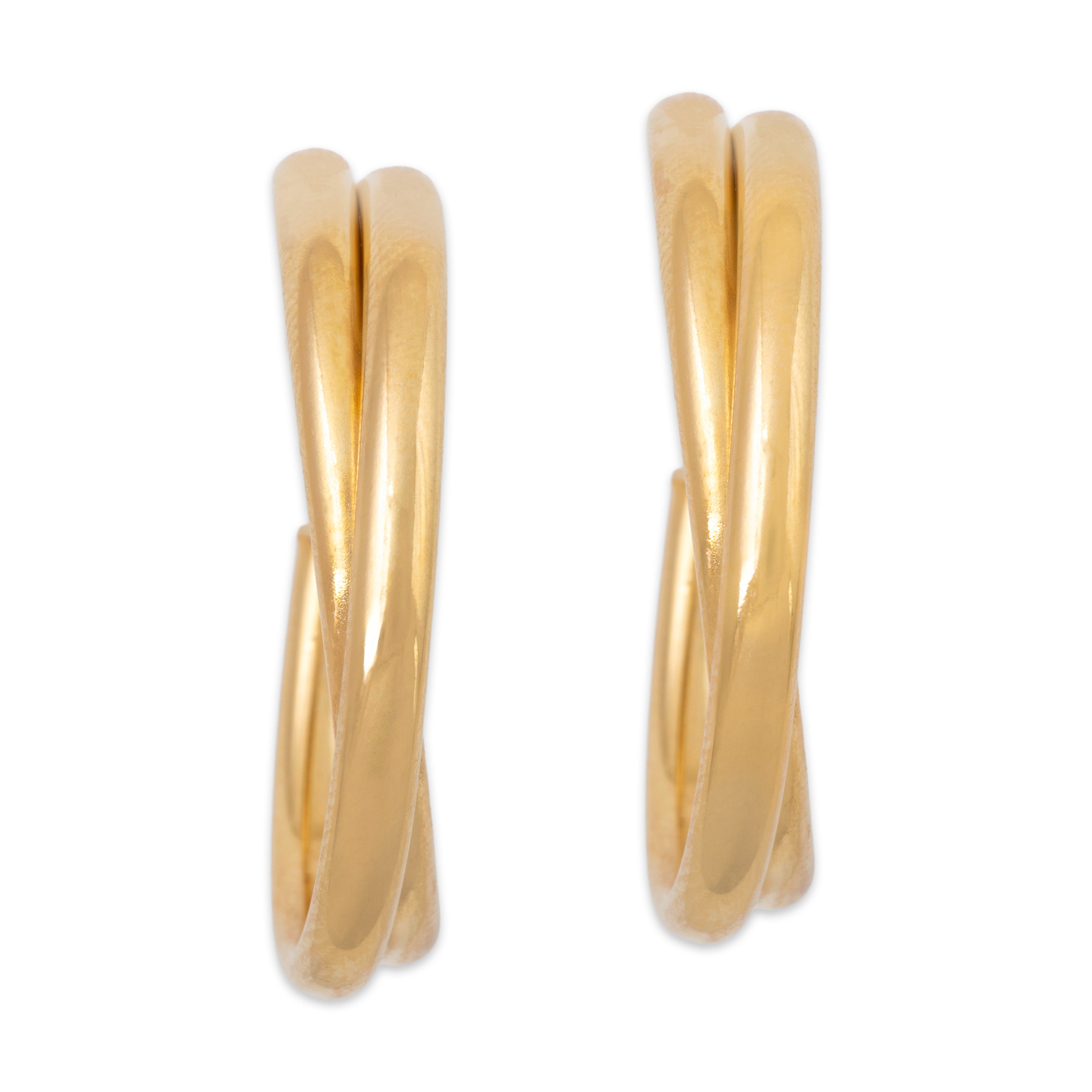 Vintage 14k Yellow Gold Twisty Tubes Hoop Earrings、mySite、hinf8tx79