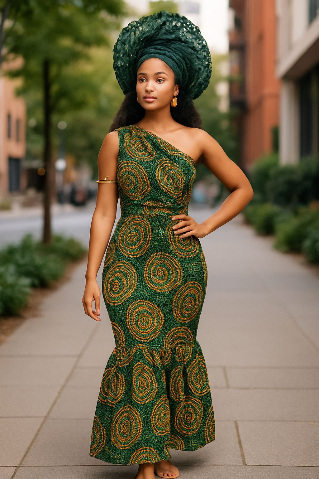 Ileke African Print Ankara Kitenge Smocked Dress-DP4081、mySite、solidvoid