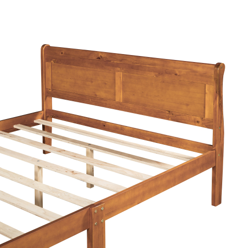 Wood Platform Bed Twin Bed Frame Mattress Foundation Sleigh Bed with Headboard/Footboard/Wood Slat Support、、casual