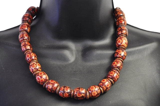 Flowery Patterned African Wooden Necklace-DPJ093、mySite、solidvoid