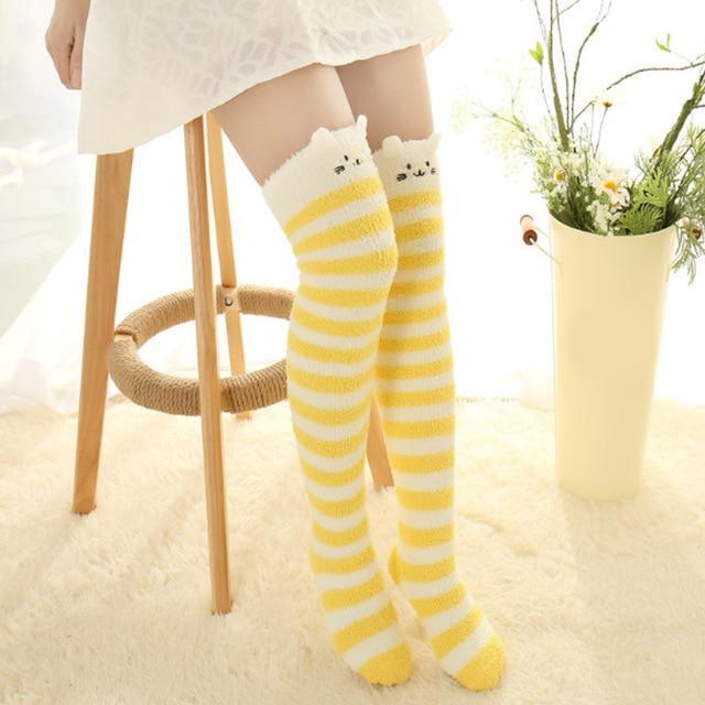 Thigh High Fuzzy Plush Socks, Leggings Adorable Animals to Keep Legs Warm! *、mySite、g9winljtr