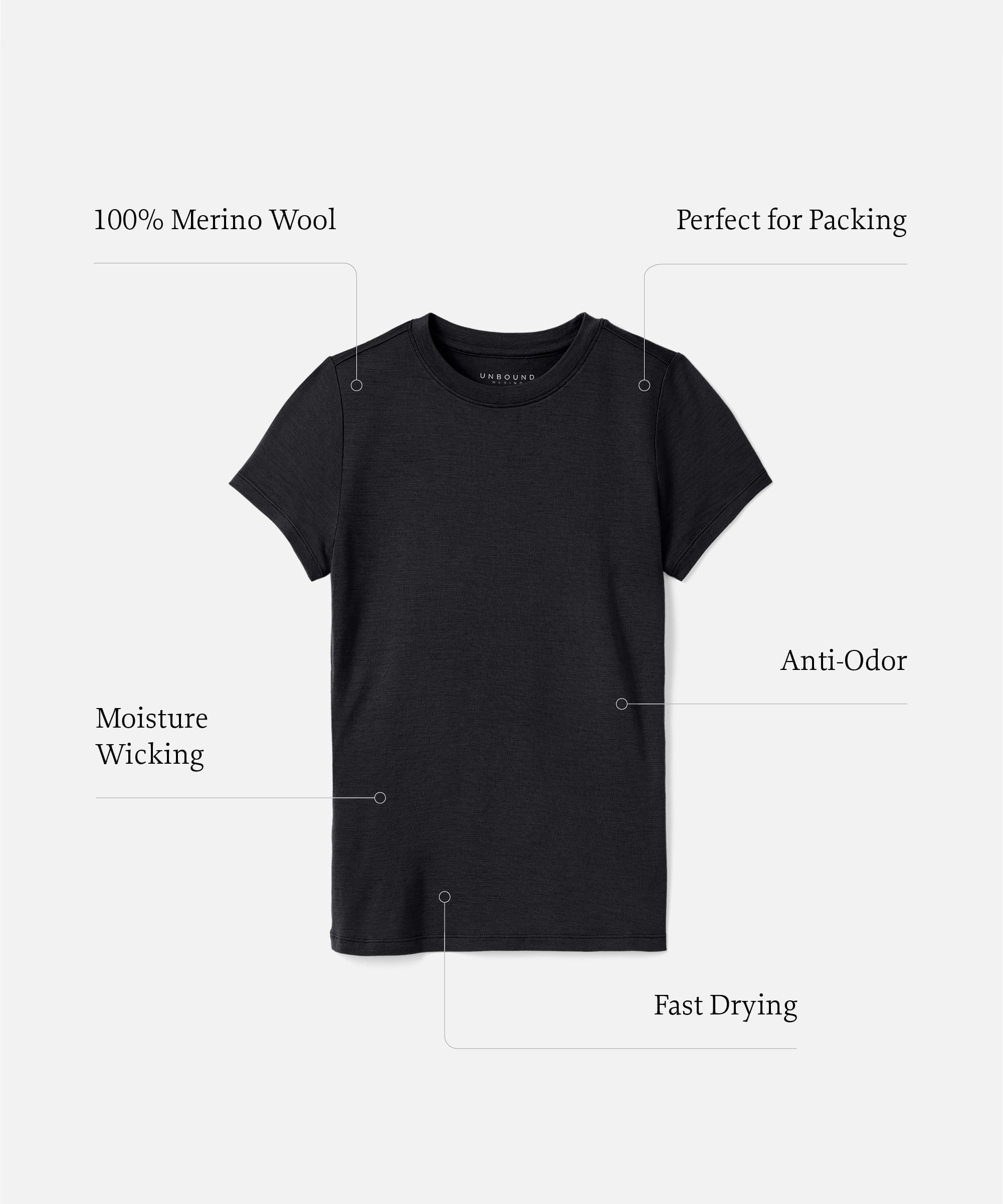 Women's Slim Merino Crew Neck T-Shirt、mySite、noshort