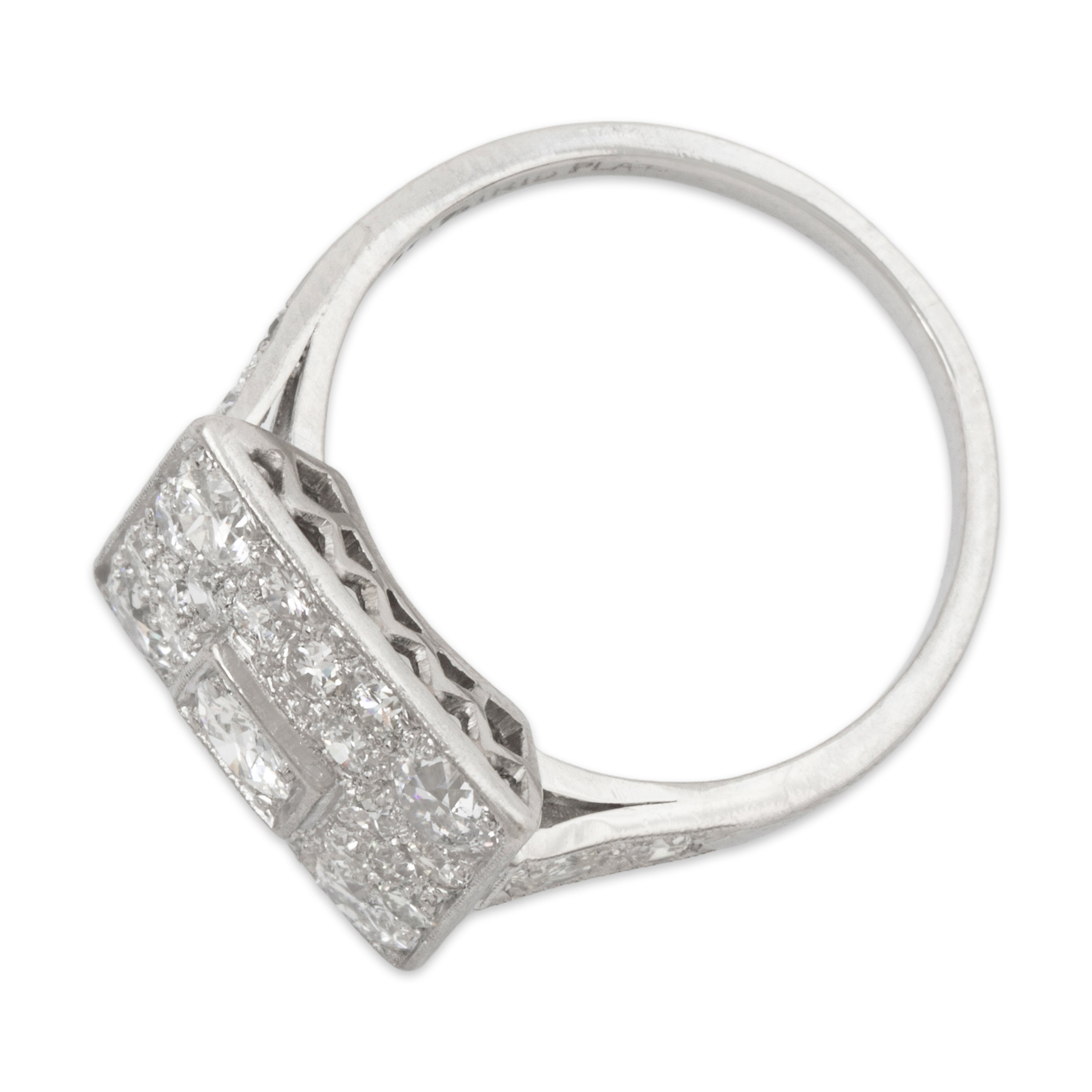 Antique Art Deco Platinum 1.33cttw Old European Cut Diamond Cocktail Ring 7.25、mySite、hinf8tx79