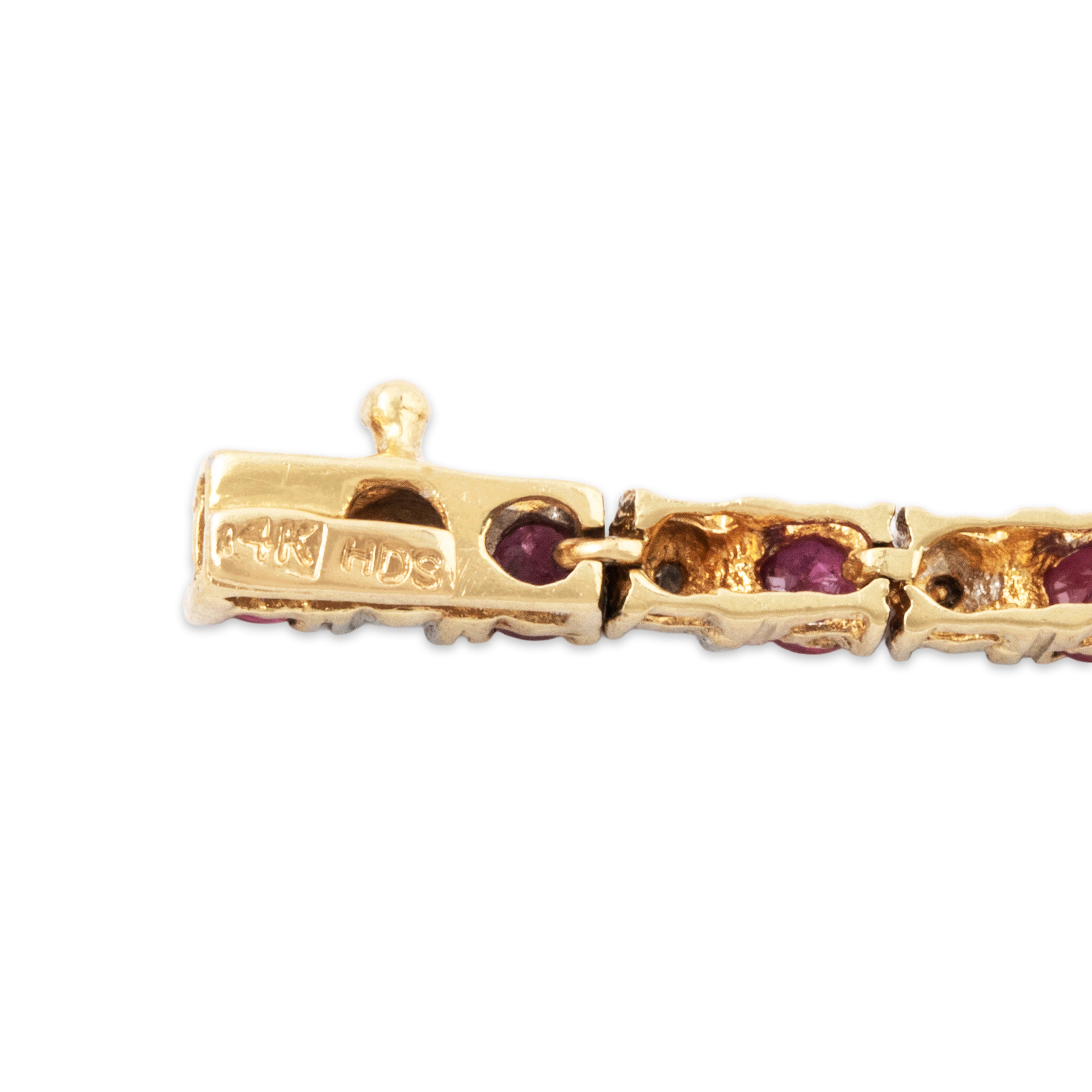 Vintage 14k Yellow Gold 2.7cttw Ruby Diamond Line Bracelet 7、mySite、hinf8tx79