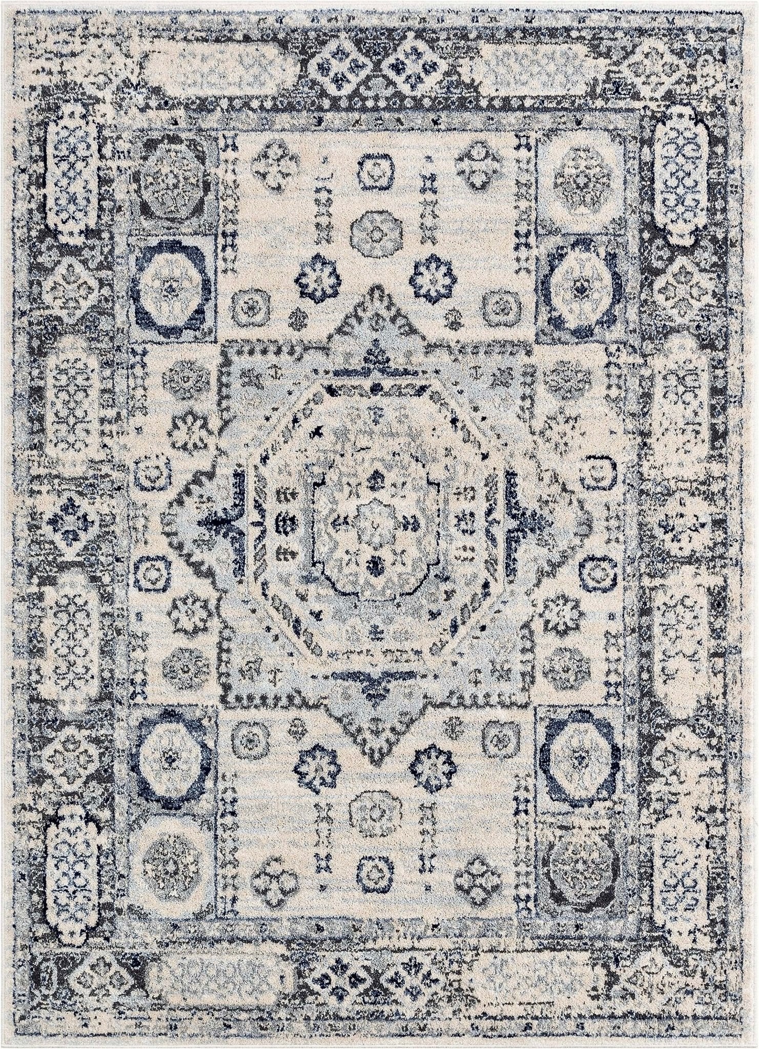 Leon Medallion Ivory Blue Beige Rug For Living Room, Bedroom, and Dining Room、mySite、gigharbornorthrealestate