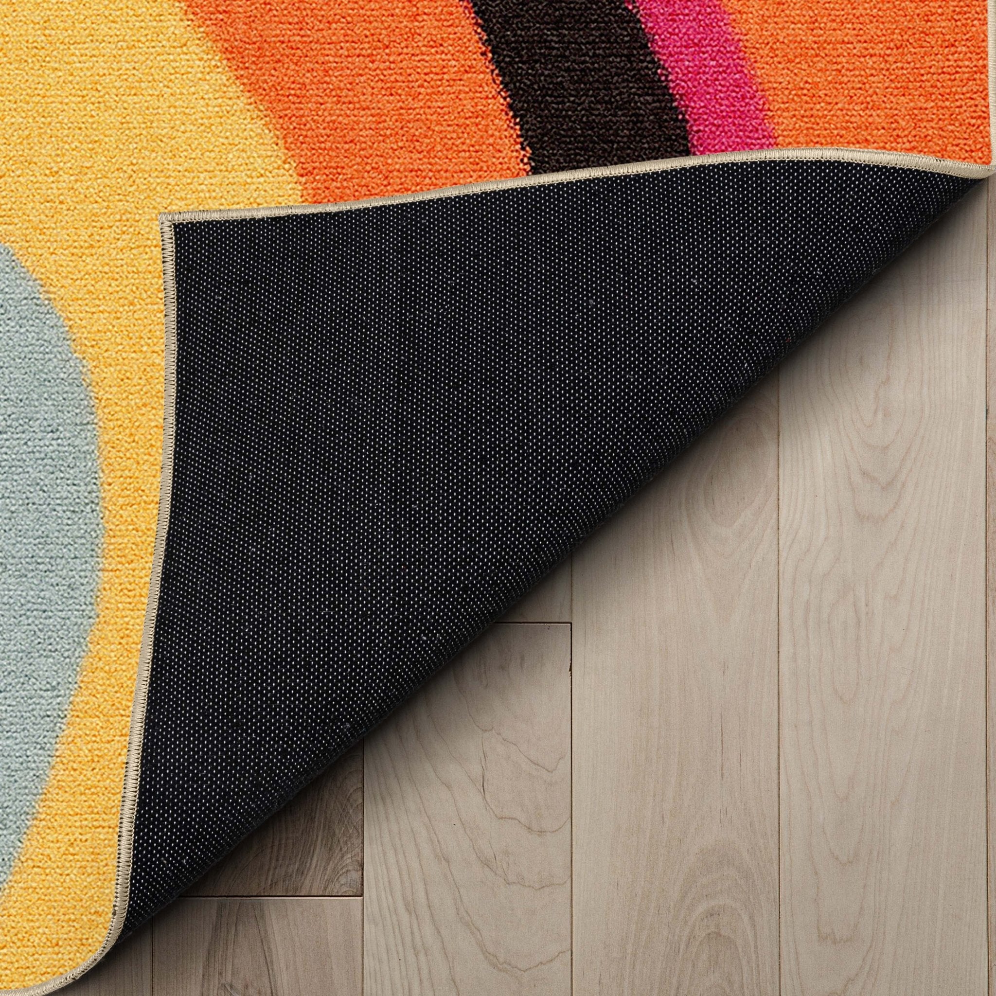 Apollo Strokes Colorful Waves Abstract Vibrant Stain-Resistant Rug - Easy to Clean、mySite、gigharbornorthrealestate