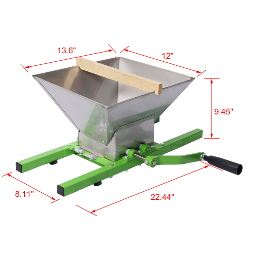7L Manual Juicer Grinder With stand,Portable Fruit crusher with wheel Stainless Steel fruit Scratter Pulper for Wine and Cider Pressing、、eastwooduniform