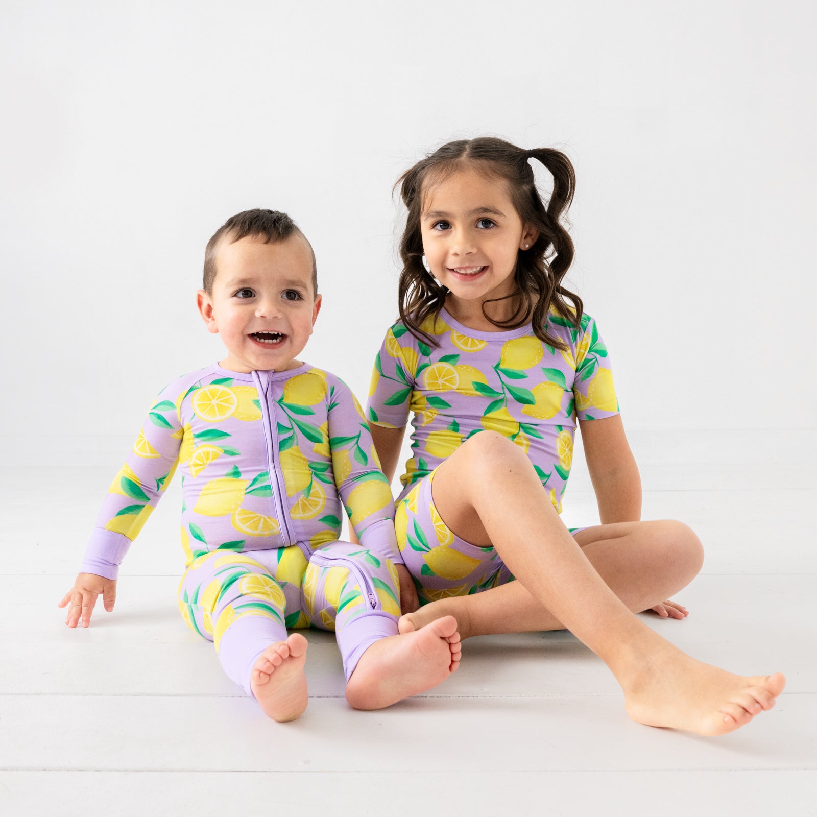  Lavender Sunny Citrus Two-Piece Short Sleeve & Shorts Pajama Set、mySite、layawaytickets