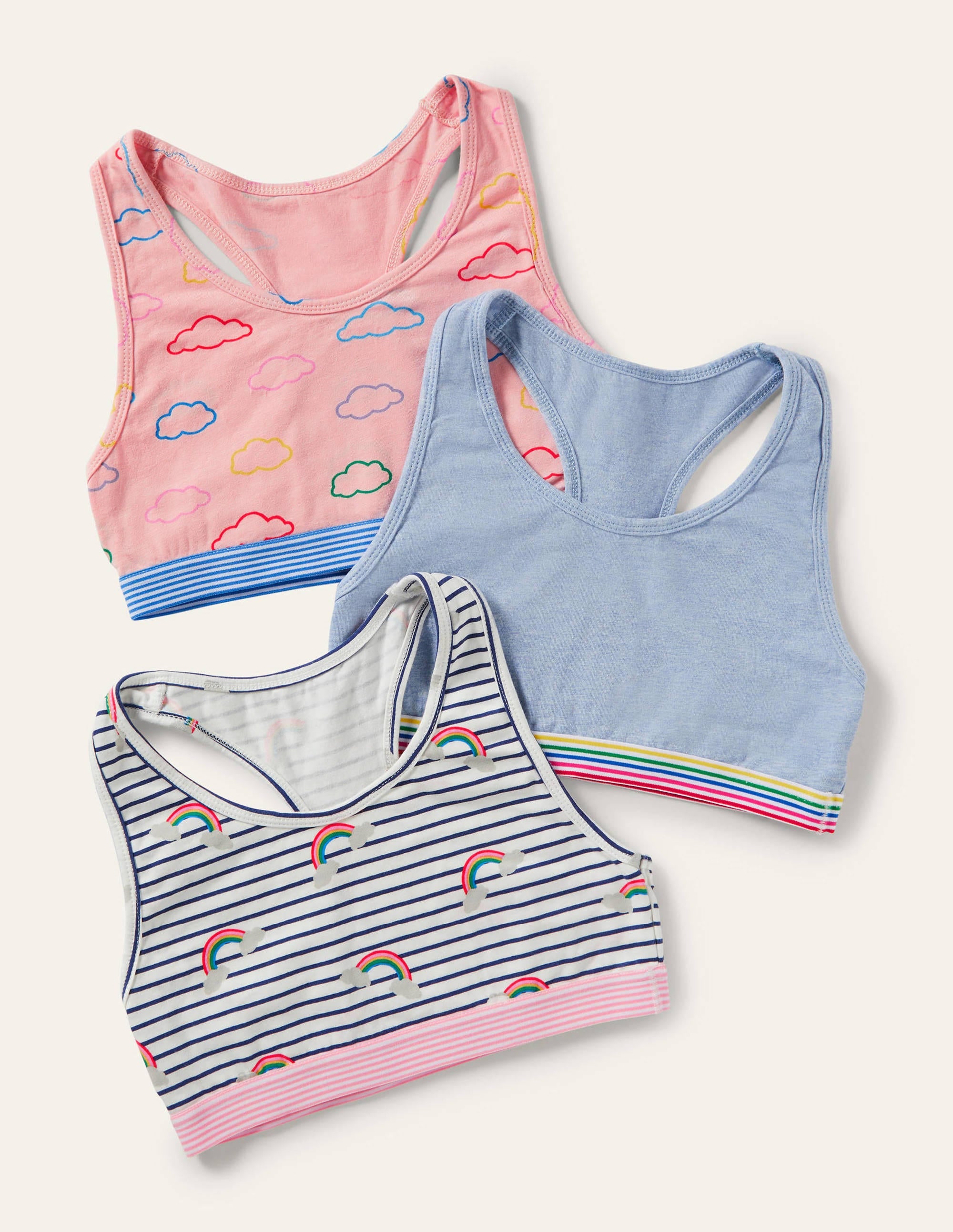  Sporty Crop Tops 3 Pack-Rainbow Clouds、mySite、ashleygrahame