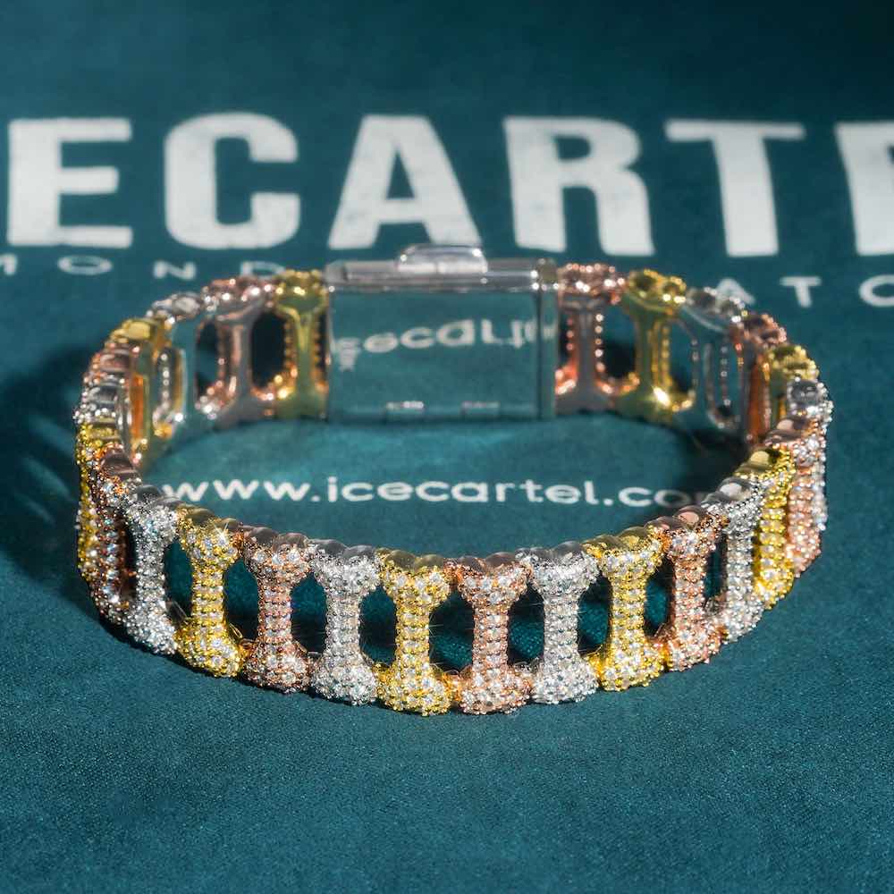 16MM Moissanite Bone Link Bracelet 14K Gold、mySite、hinf8tx79