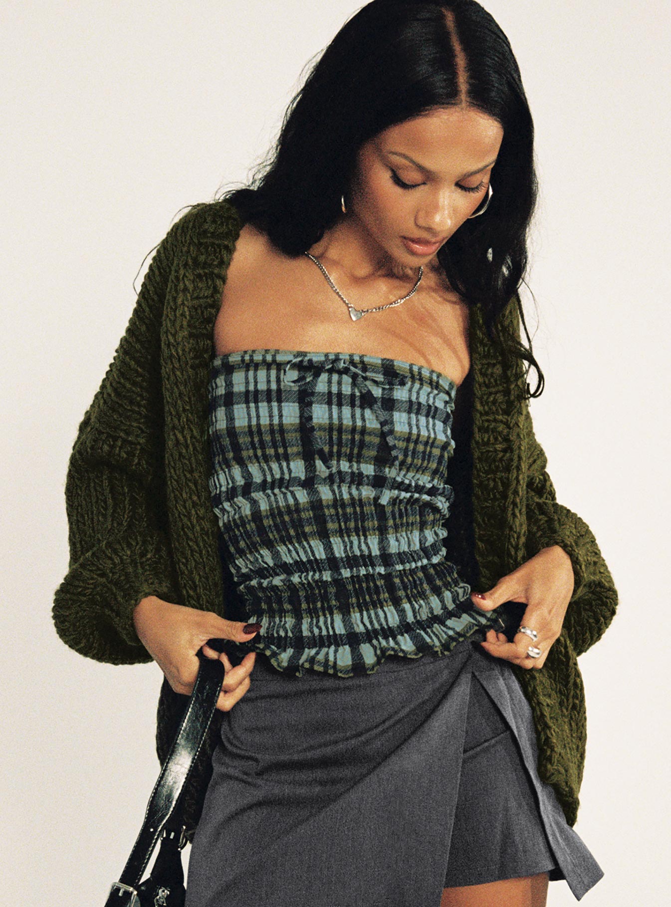 Rigia Top Mono Check Green、mySite、solidvoid