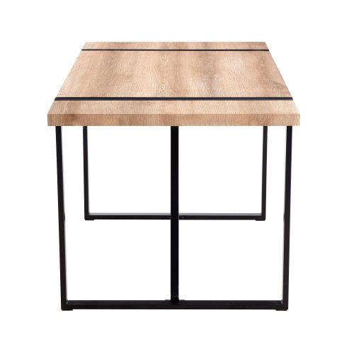 Rustic Industrial Rectangular Wood Dining Table For 4-6 Person, With 1.5" Thick Engineered Wood color Tabletop and Black Metal Legs,Desk For Kitchen Dining Living Room, 55.1" x 31.4"x 29.9"1529W115172、、casual