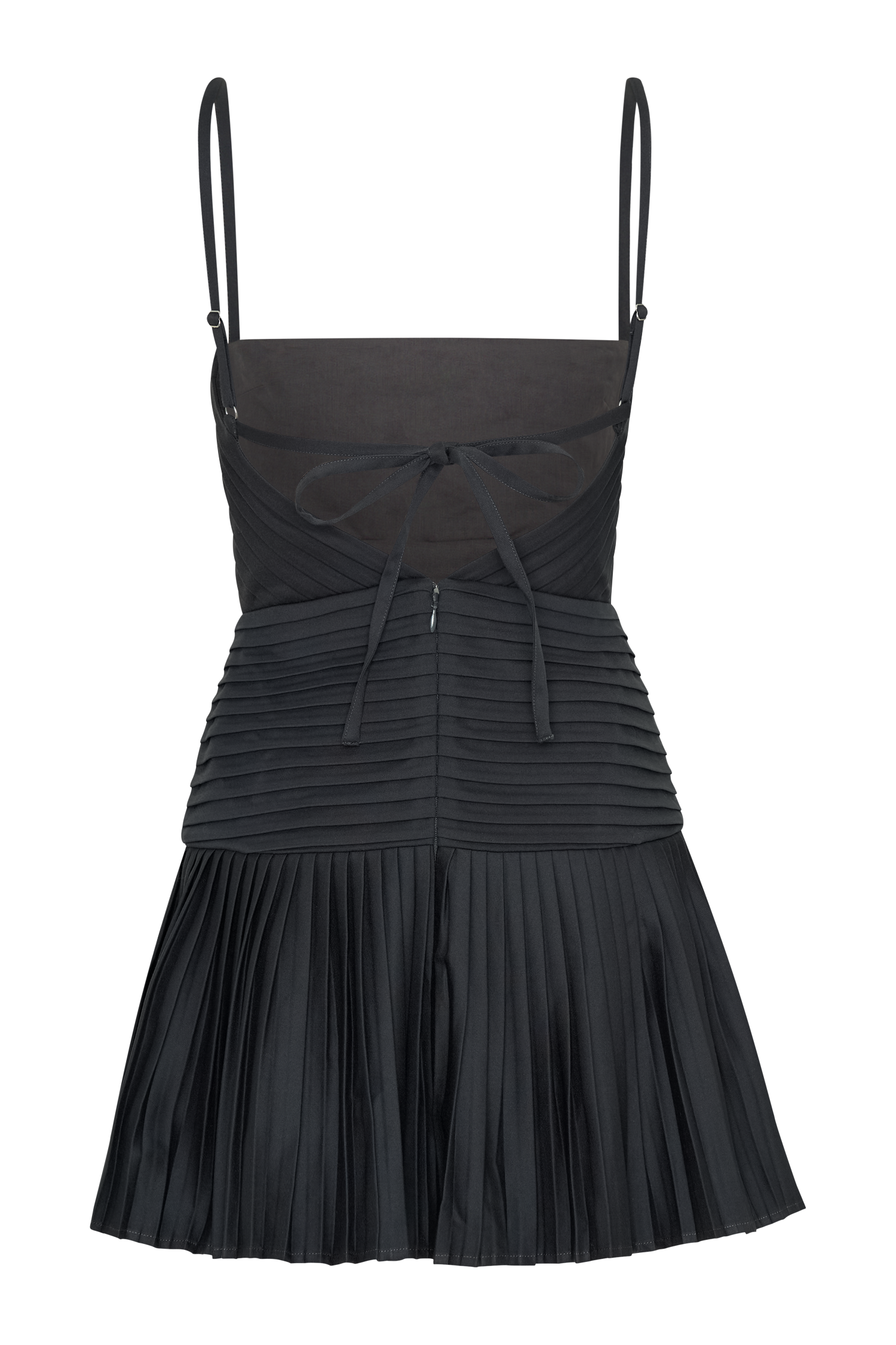 Rylee Multi Pleat Mini Dress - Charcoal、mySite、solidvoid