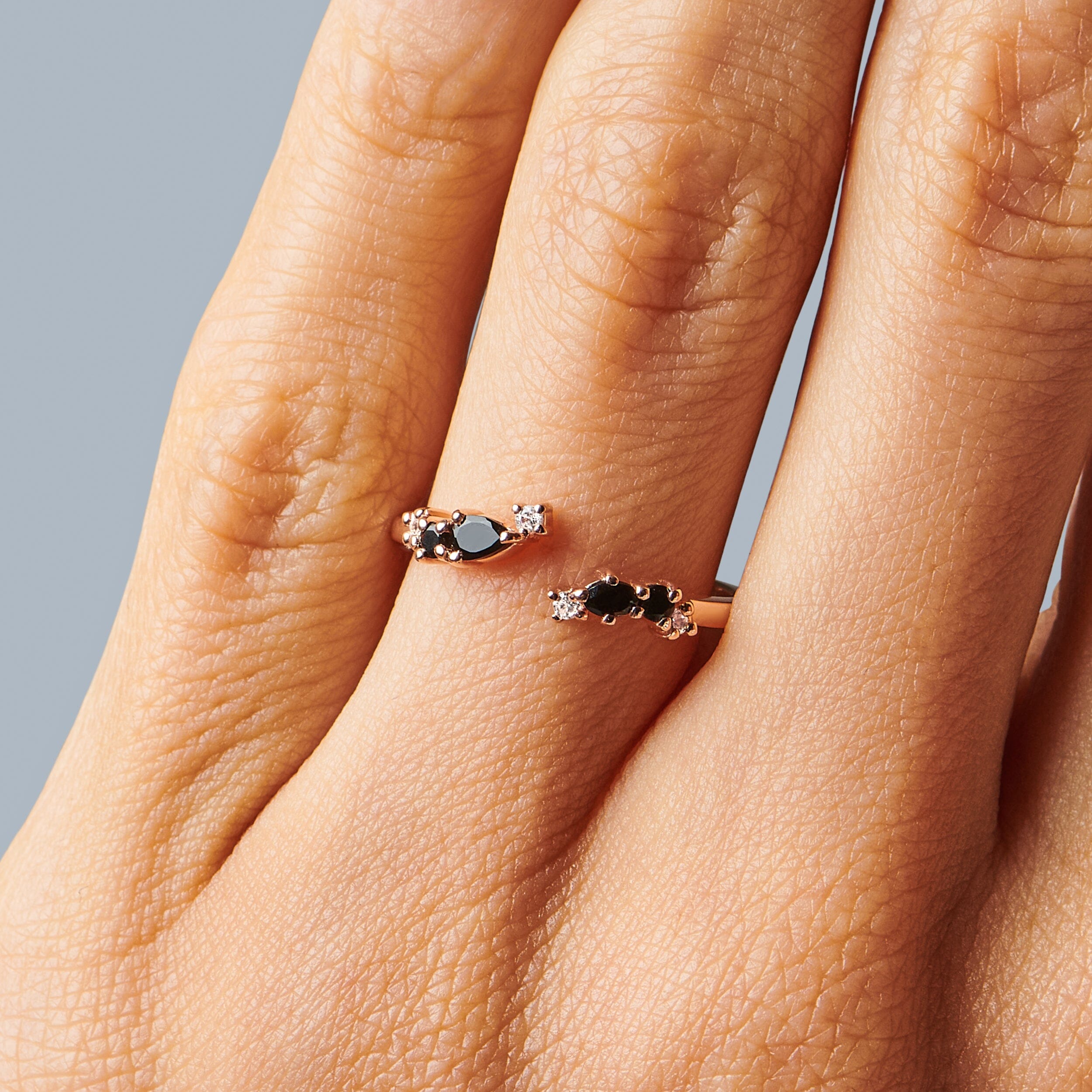 Adjustable Black Onyx Ring Flourish - December Birthstone、mySite、hinf8tx79