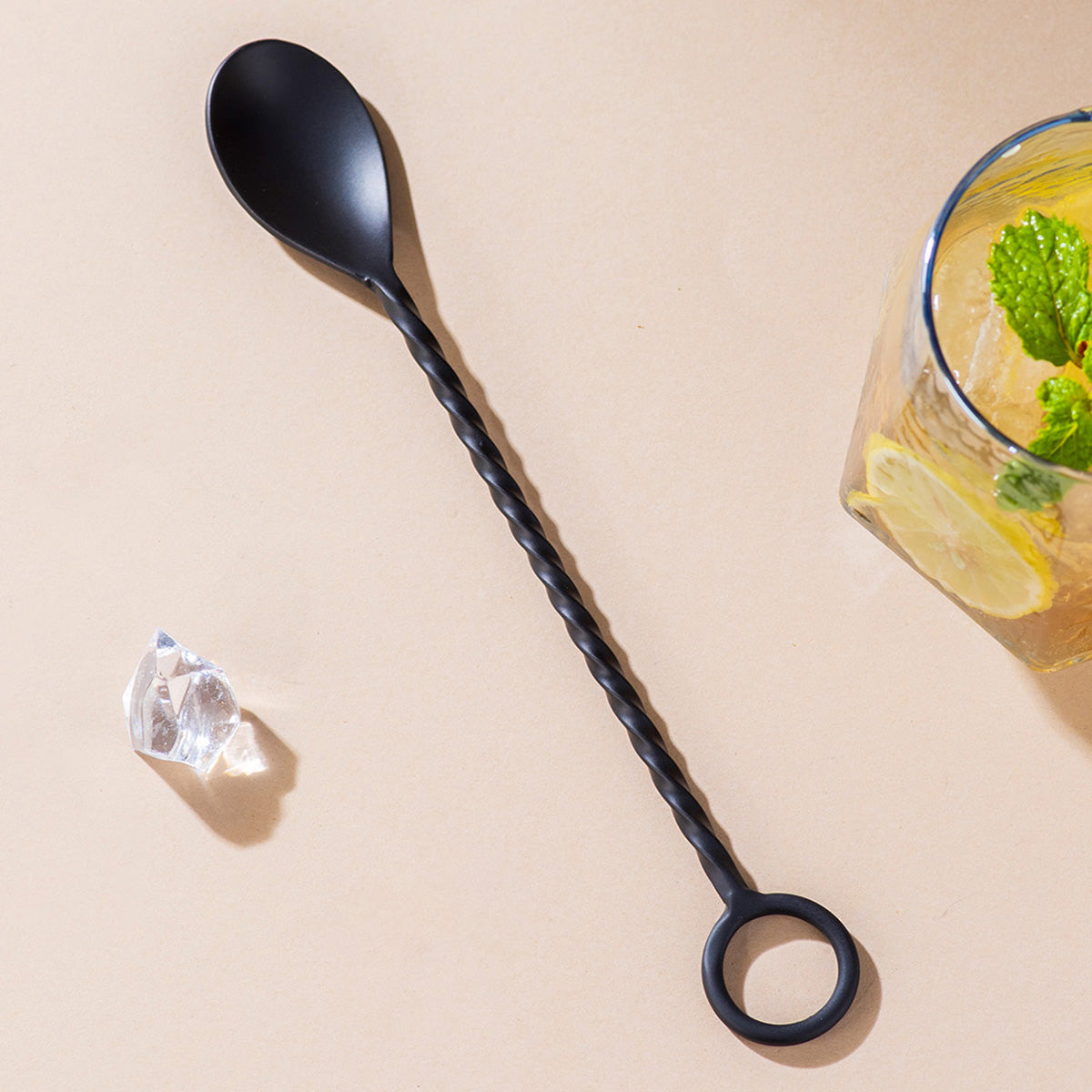 Stainless Steel Bar Spoon | Long Twisted Handle | Black、mySite、camillekostekn