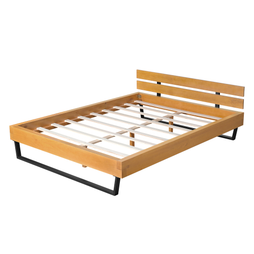 PINE WOOD BED FRAME KING SIZE,NATURAL & BLACK COLOR、、eastwooduniform