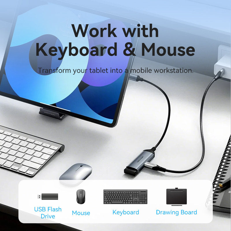 Vention USB-C Male to USB-A Female/PD Power Supply Adapter 0.15M Gray Aluminum Alloy Type、mySite、fannypackpong