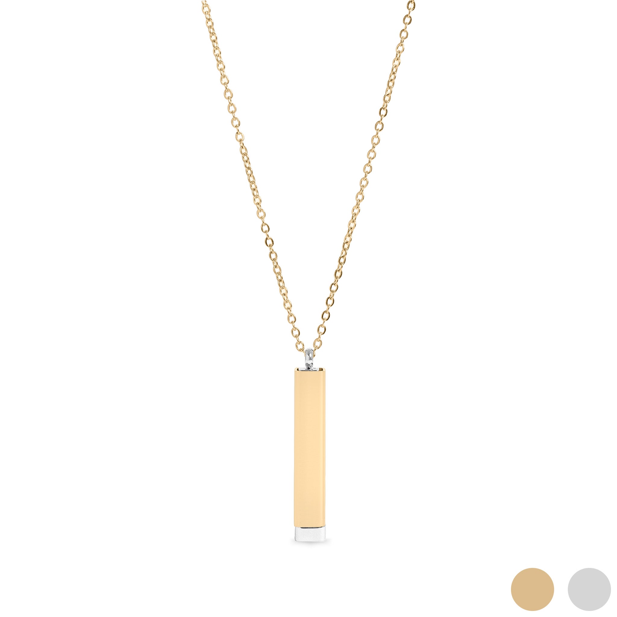 18K Gold PVD Stainless Steel Hidden Message Sliding Blank Bar Necklace / CHN9963、mySite、dreamappss