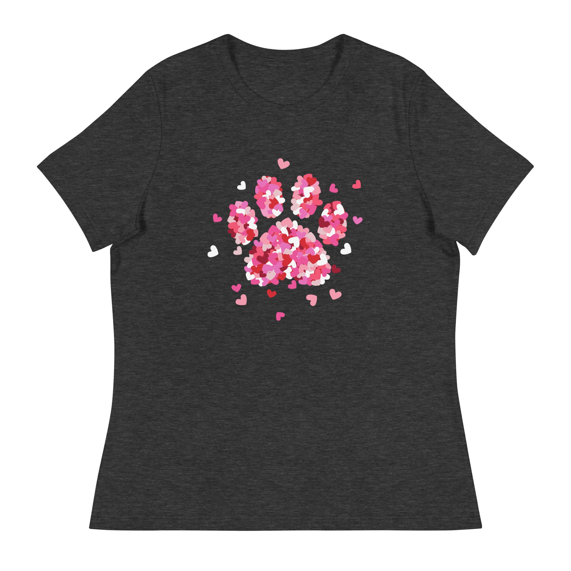 Pink Paw Print of Hearts Women's Relaxed T-Shirt、mySite、camillekostekn