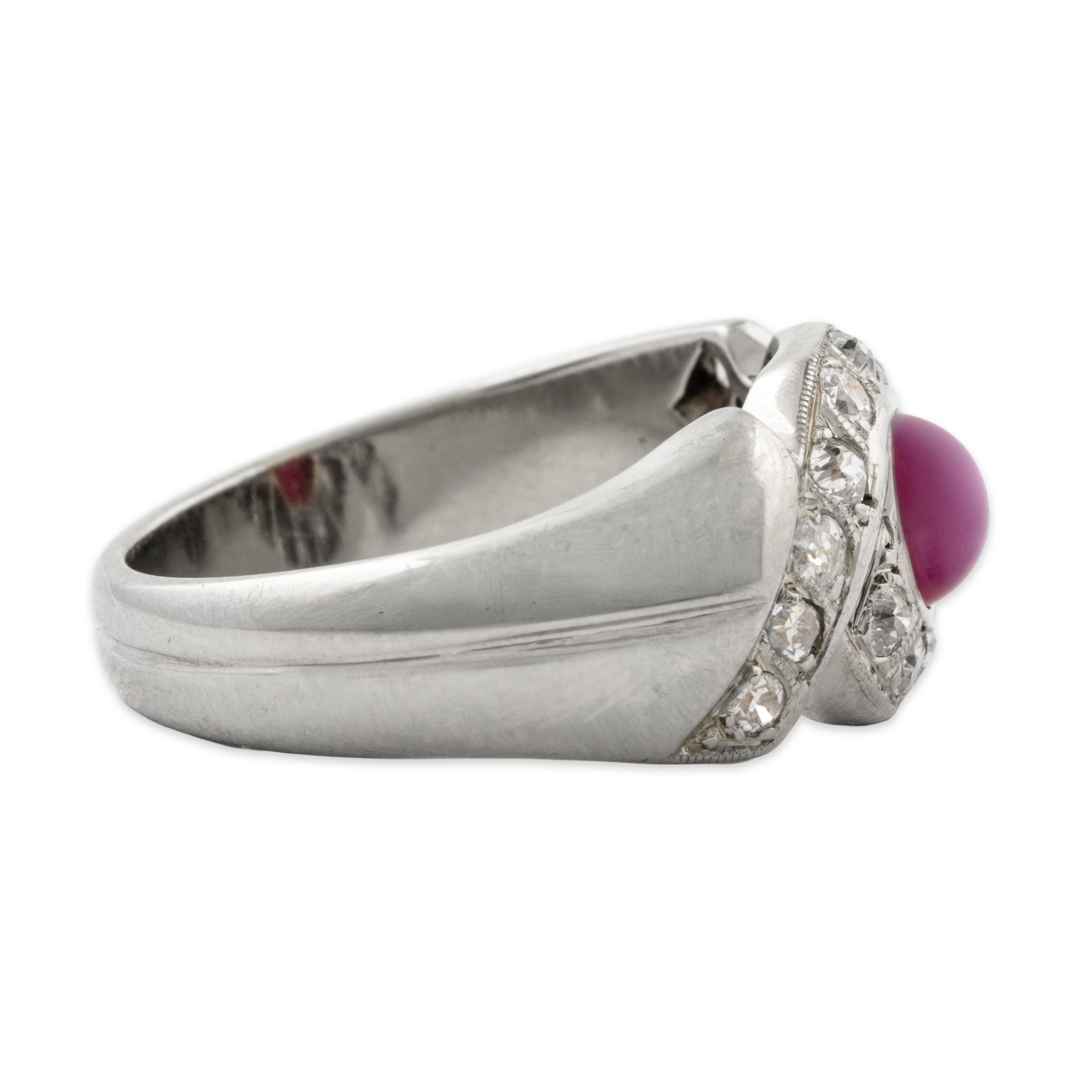 Antique Platinum .272cttw Natural Old Mine Diamond Synthetic Star Ruby Ring 6.00、mySite、hinf8tx79