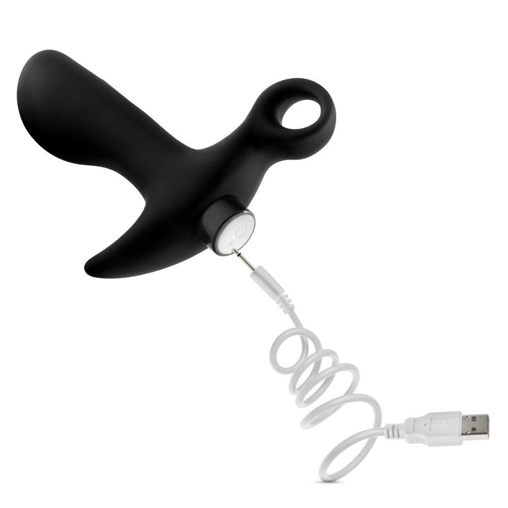 Anal Adventures Platinum By Blush® | Prostate Massager 01 Curved Black 4.25-Inch Vibrating Rechargeable Anal Plug、mySite、bottomscart
