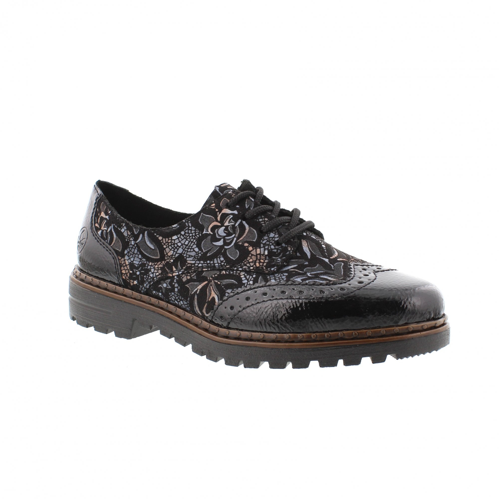  Rieker Women's Ulla Brogue Loafers - Black/Schwarz-Metallic、mySite、preschool7hills