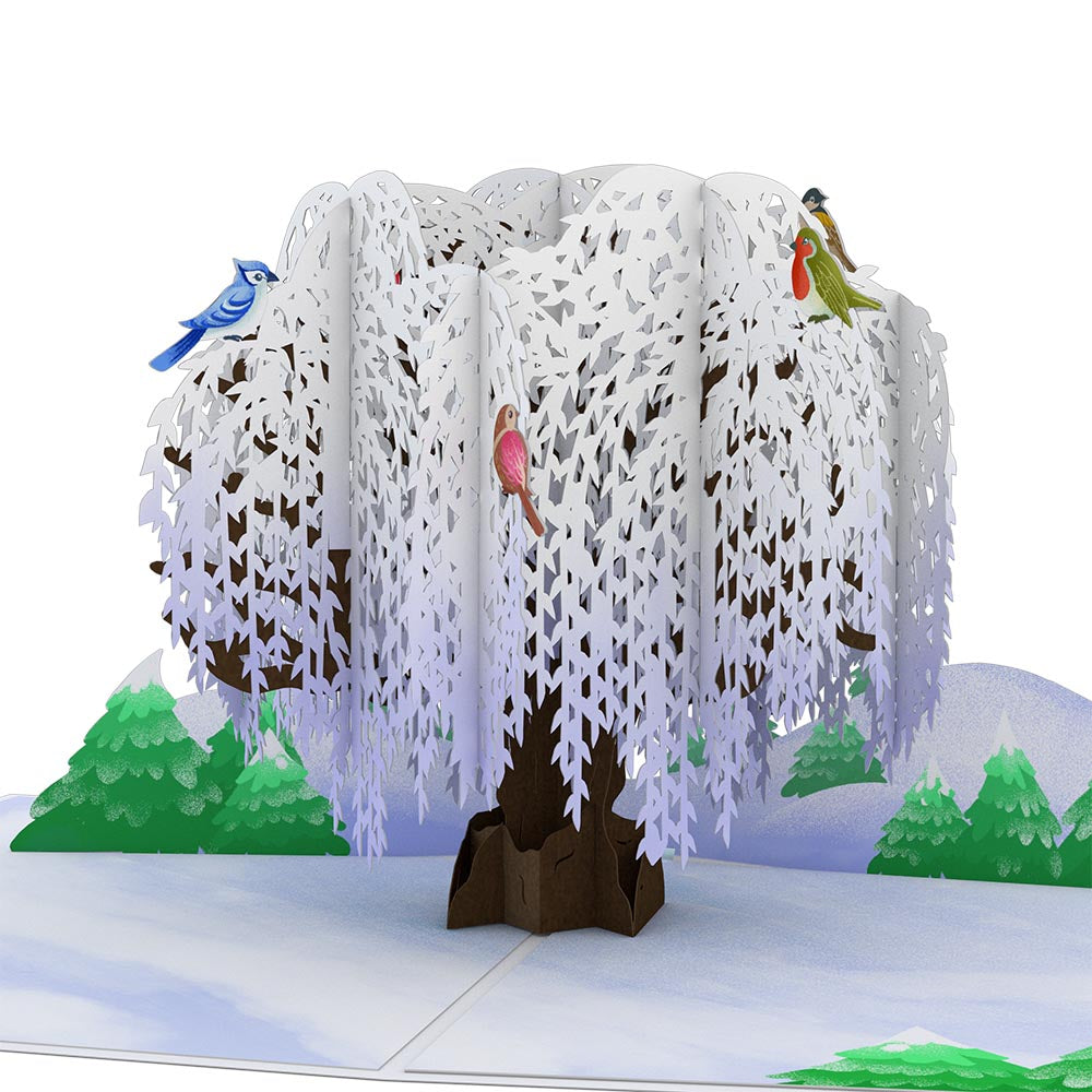 Winter Willow Tree Birds Pop-Up Card、mySite、solidvoid