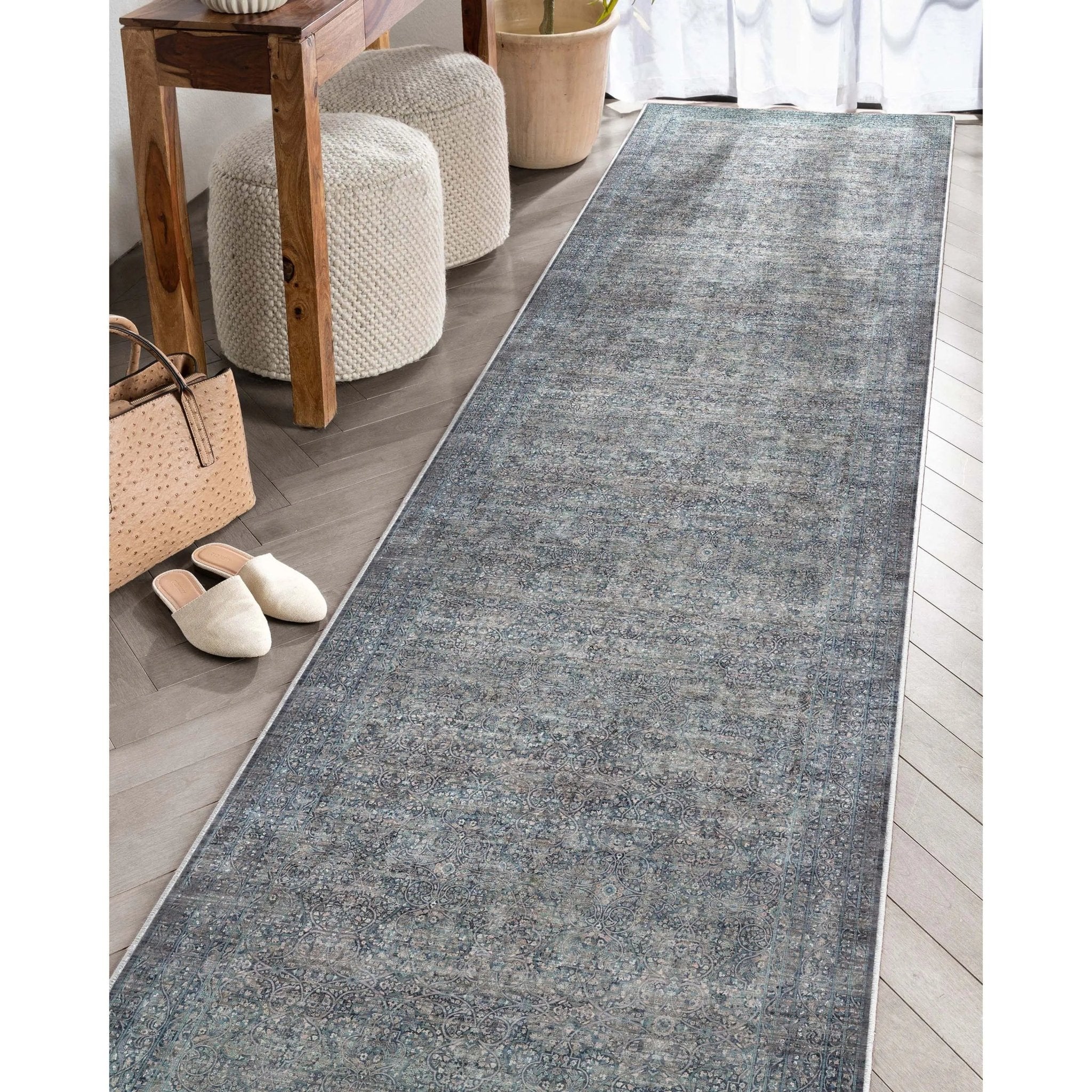 Juliette Vintage Persian Oriental Blue Flat-Weave Rug、mySite、gigharbornorthrealestate