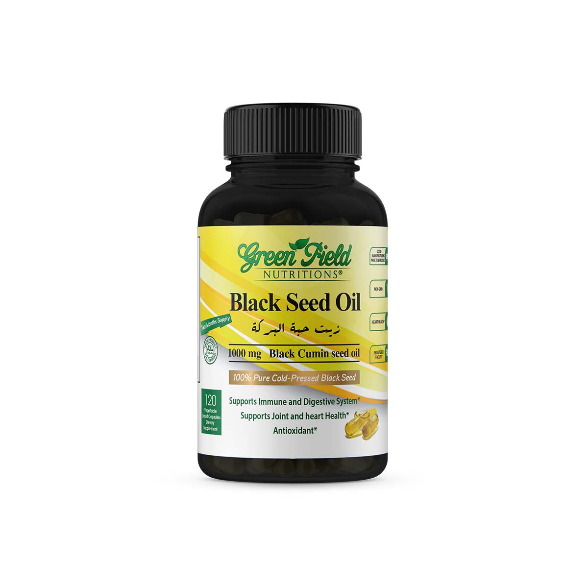 Greenfield Nutritions - Halal Black Seed Oil, for Immune Support, 120 Liquid Veggies Capsules、mySite、topwebapps