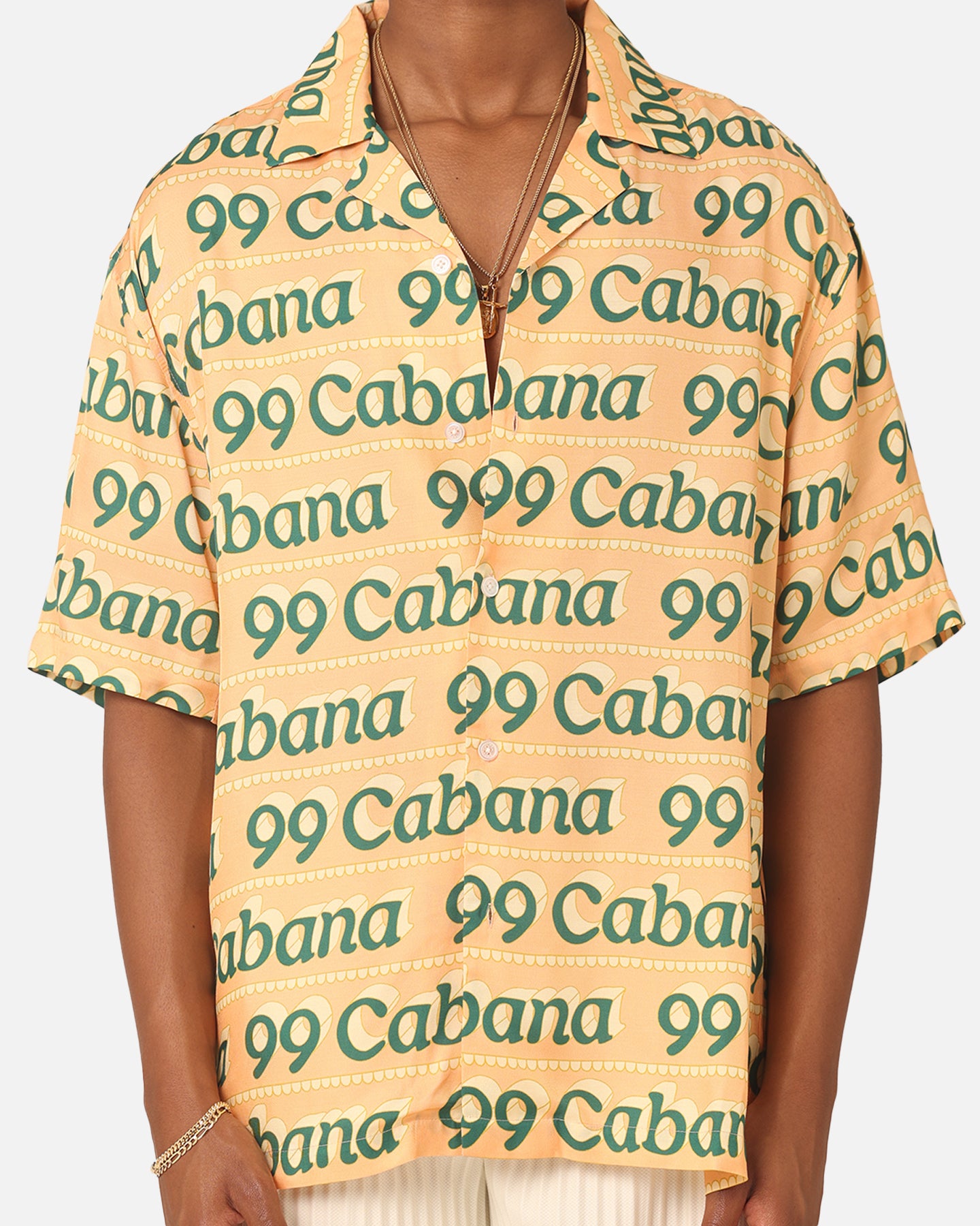 99 Cabana Logo Short Sleeve Button Up Shirt Yellow/Green、mySite、zt4zffjzw