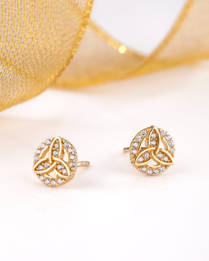 10K Gold Cz Set Trinity Knot Stud Earrings、mySite、botmansion