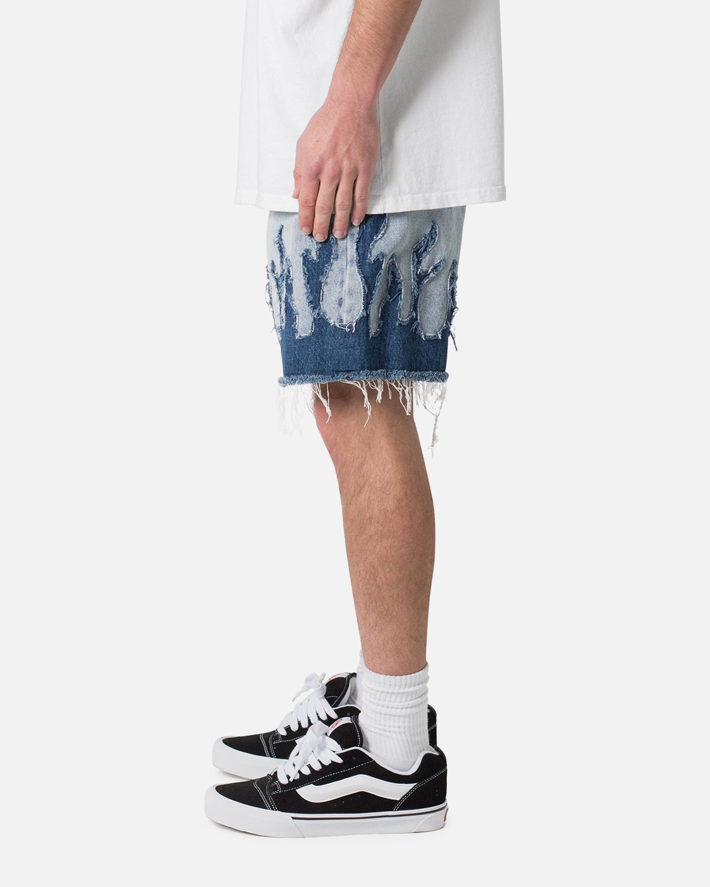 MNML Flame Denim Shorts Blue、mySite、zt4zffjzw