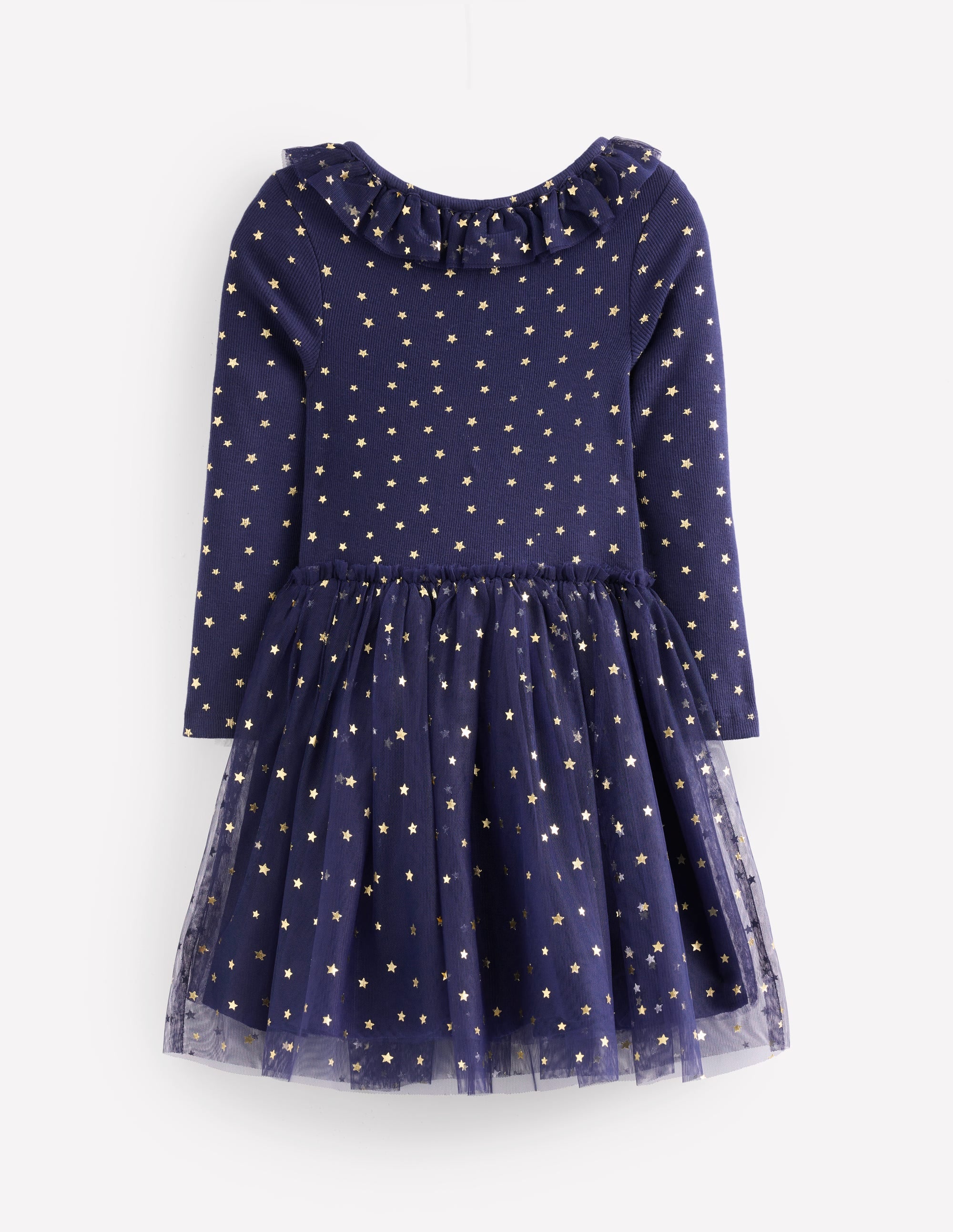  Rose Twirly Tulle Dress-College Navy Gold Stars、mySite、ashleygrahame