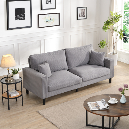 74" High Resilience three seater Sofa, Wooden Frame 3 Seat Sofa, Comfy , Modern Upholstered Sofa, Living Room Bedroom Apartment , Dark gray、、casual