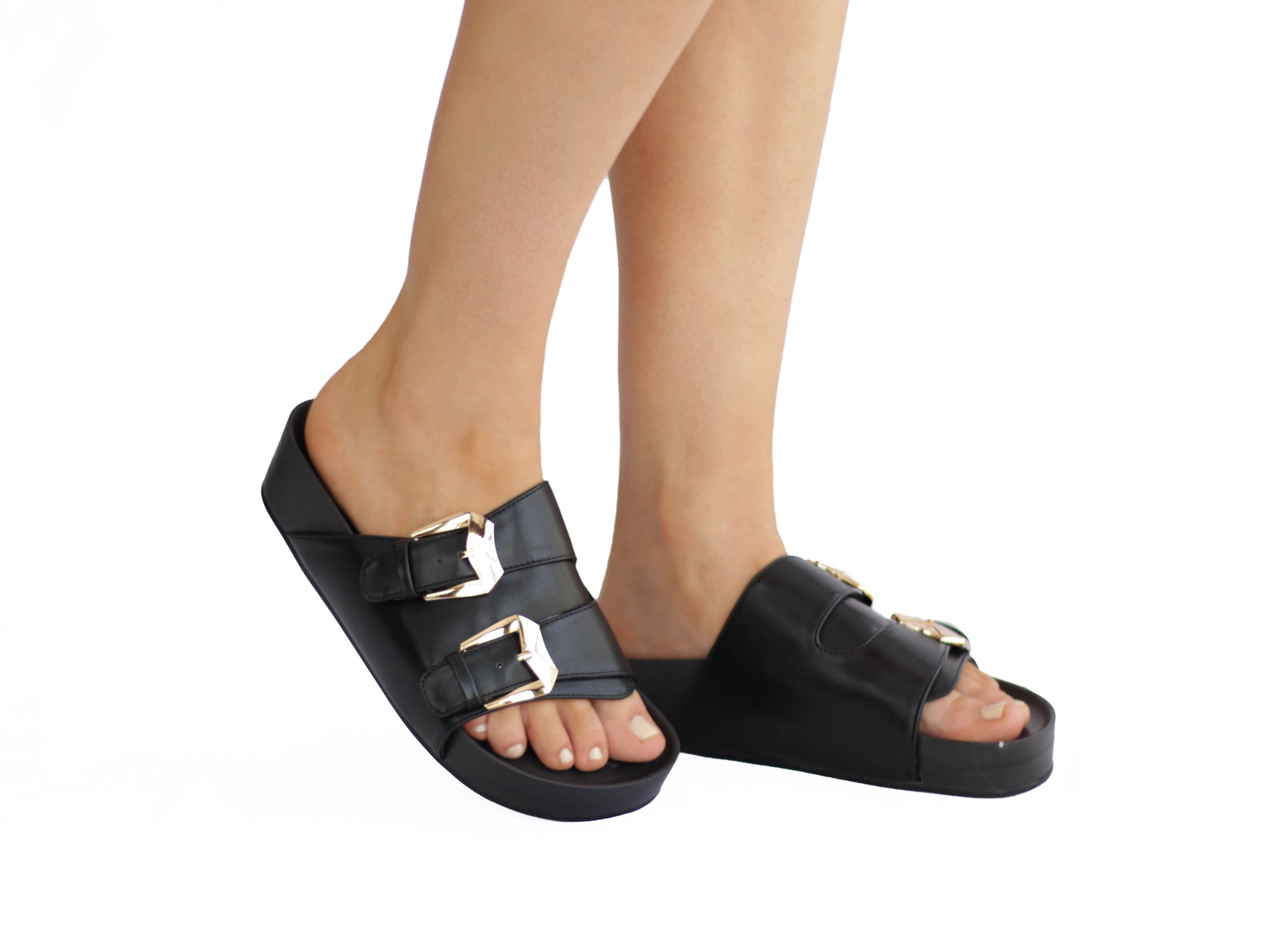  Taylor: Black Gold Buckle Flats、mySite、merchandisen