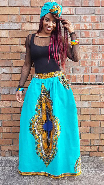 Dashiki Print Pleated Skirt-DP3797、mySite、solidvoid