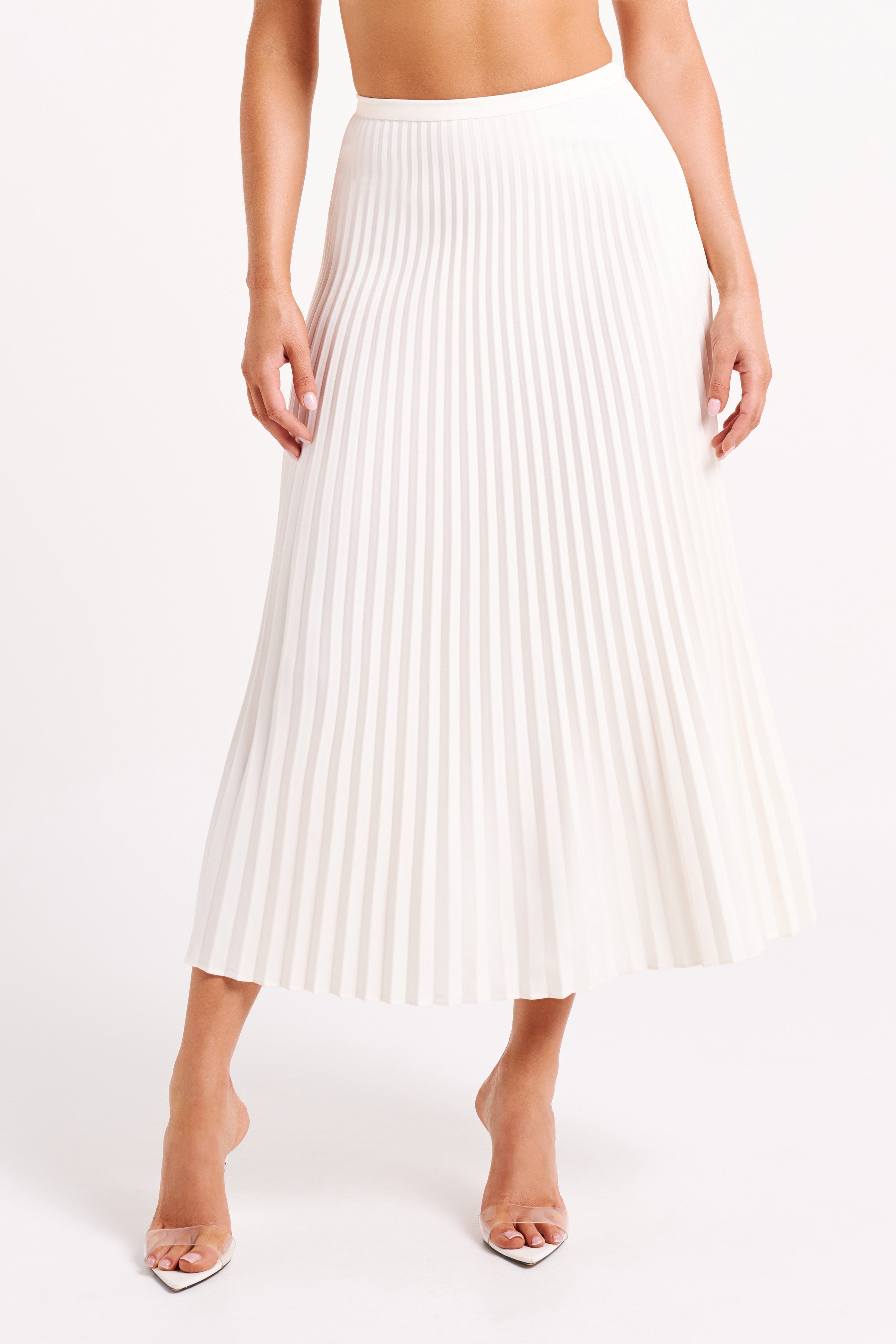 Twyla Pleated Suiting Maxi Skirt - Ivory、mySite、solidvoid