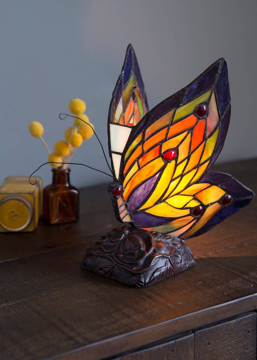 Butterfly Stained Glass Accent Lamp、mySite、g9winljtr